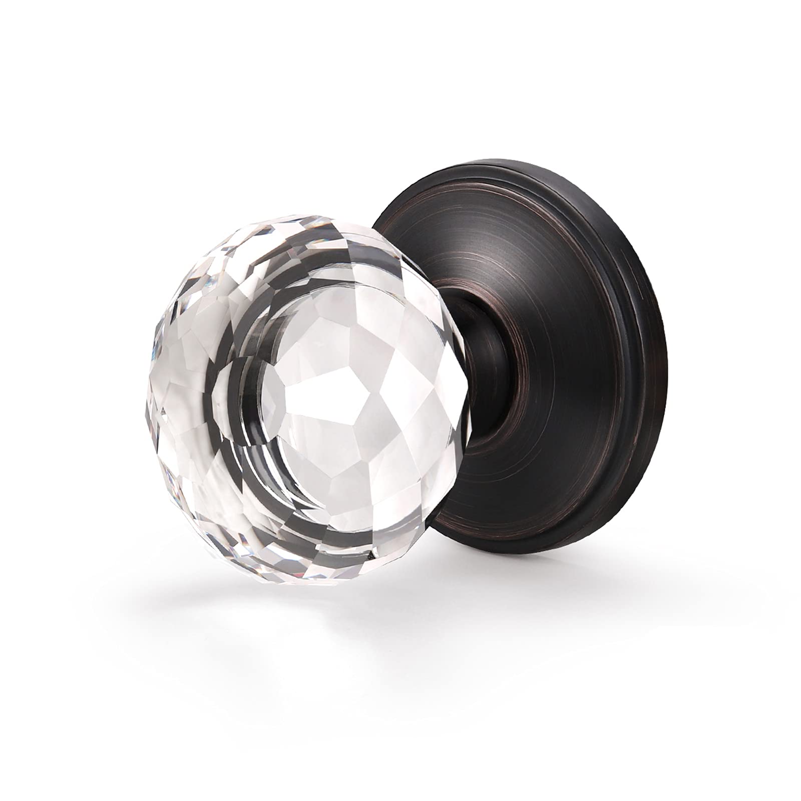 6 Pack Crystal Glass Door Knobs - Diamond Shape for Hall & Closet