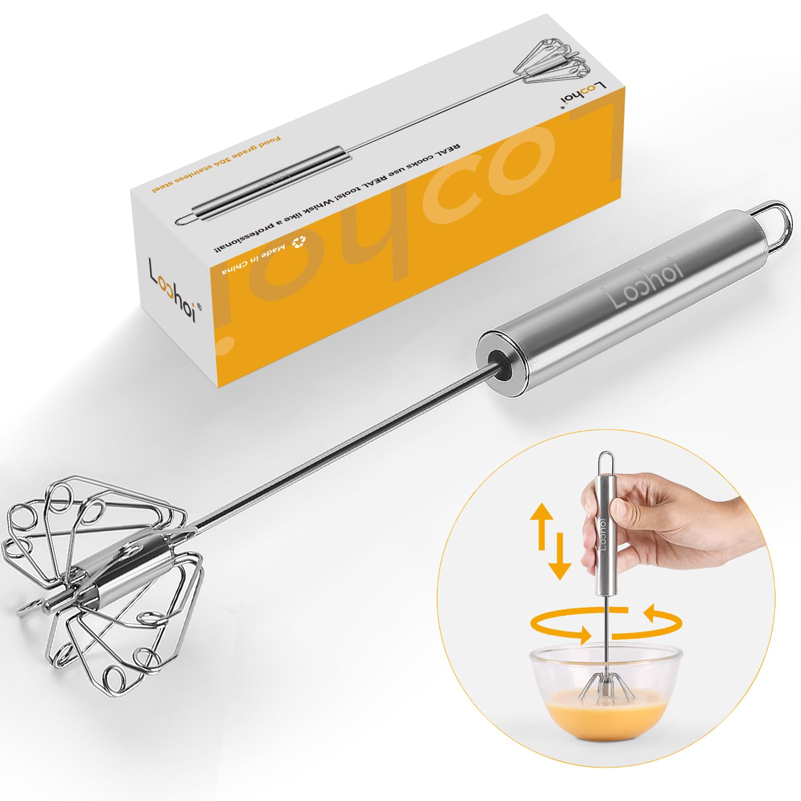 Stainless Steel Semi-Automatic Hand Whisk - 12