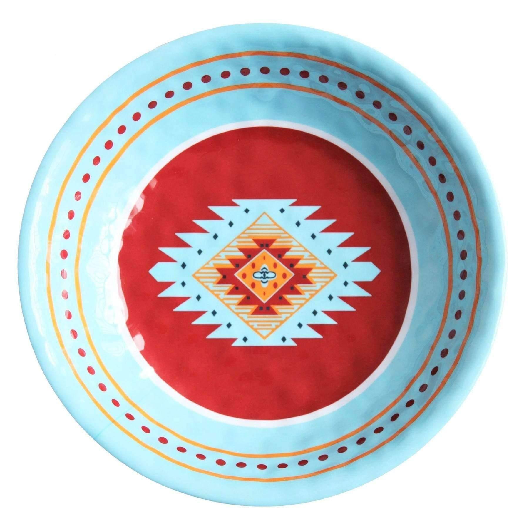 Premium Southwest Design Melamine Dinnerware Set - 14-Piece Durable & Lightweight Plates & Bowls for Outdoor Dining, Picnics, Camping & RV Trips