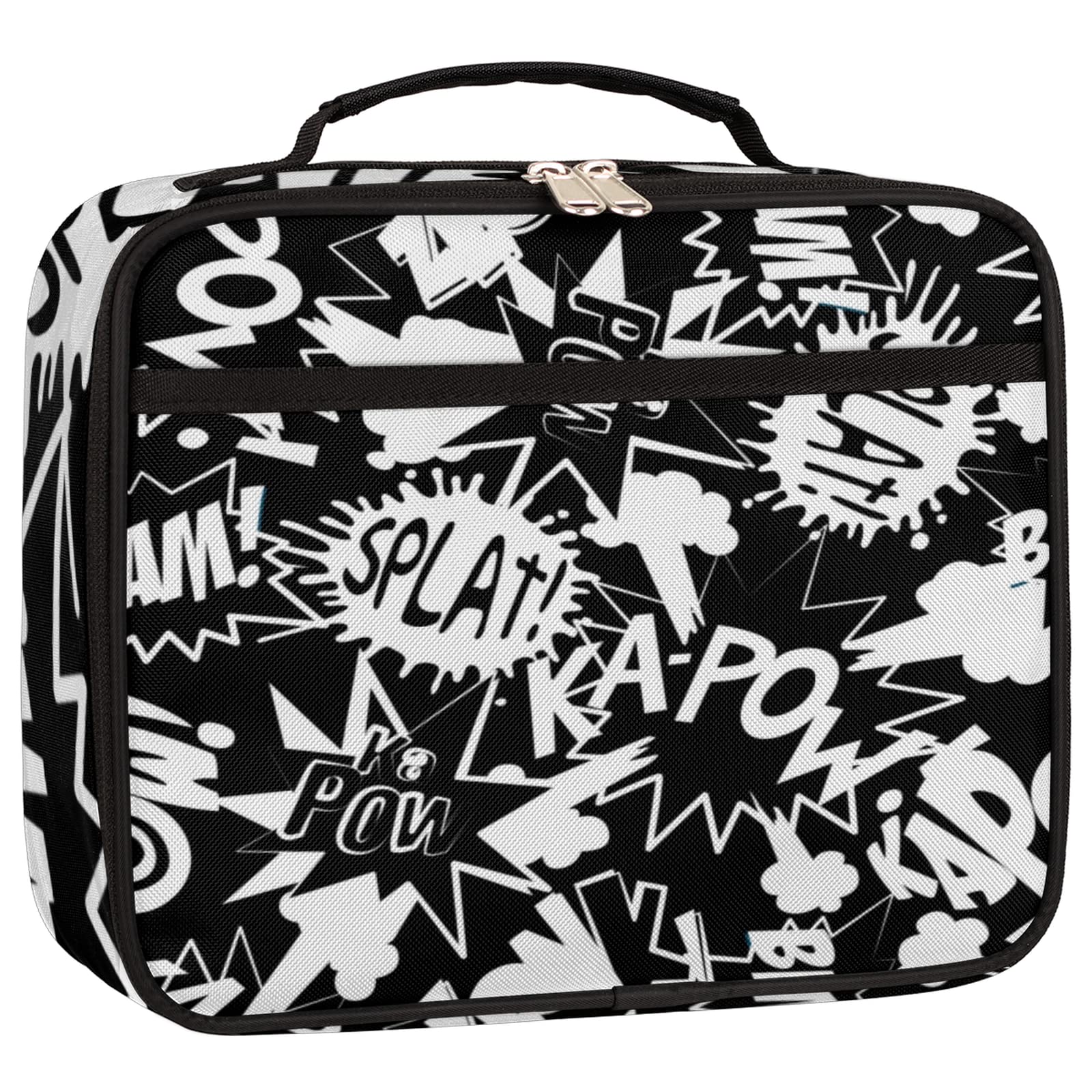 AUUXVA Insulated Lunch Bag for Kids - Reusable Thermal Cooler Tote with Comic Book Design, School Lunch Box for Boys & Girls - Perfect for School, Travel & Picnics