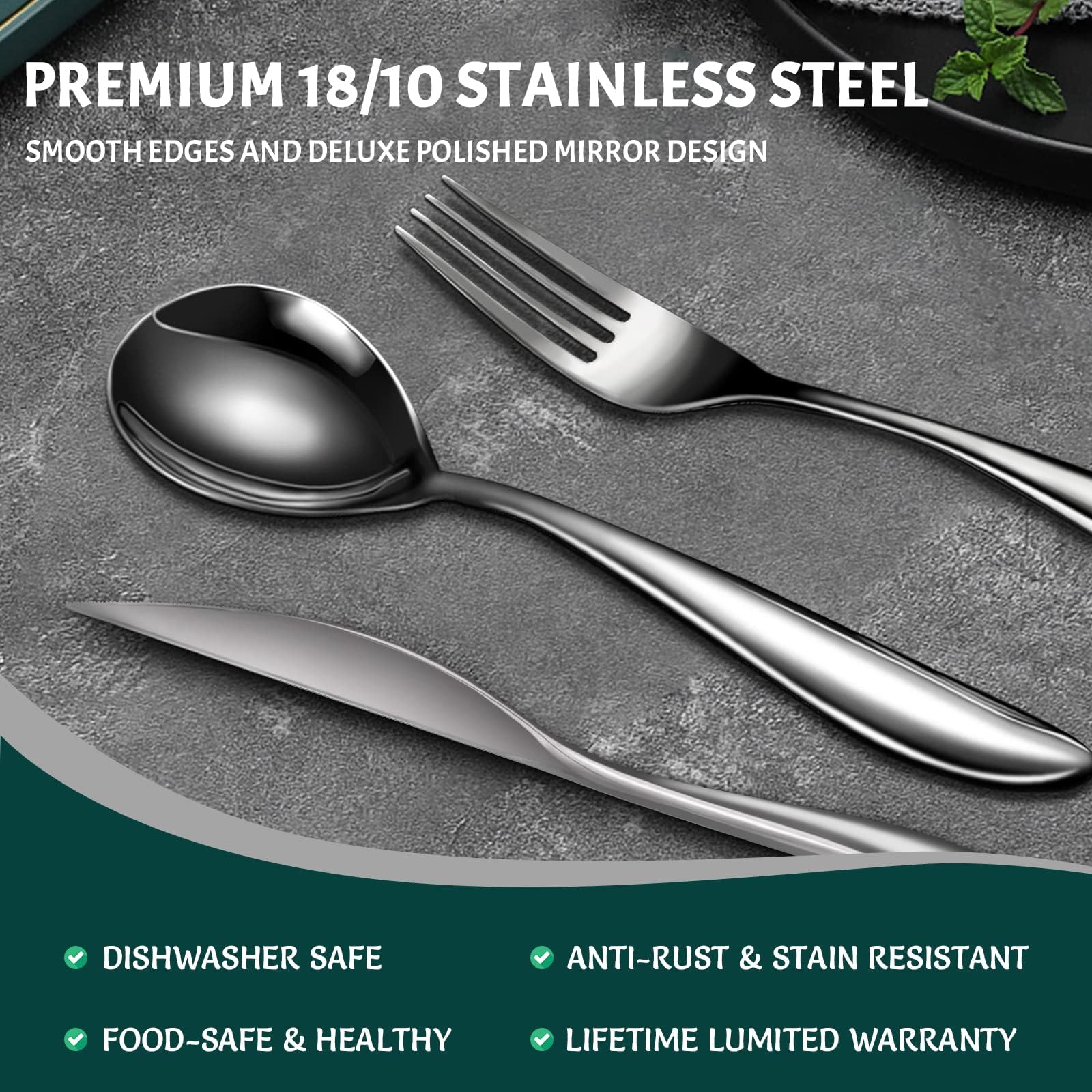 30-Piece Stainless Steel Silverware Set - Elegant Flatware Cutlery for 6 People with Forks, Spoons & Knives - Dishwasher Safe Kitchen & Dining Tableware - Perfect for Dinner Parties, Restaurants & Everyday Use