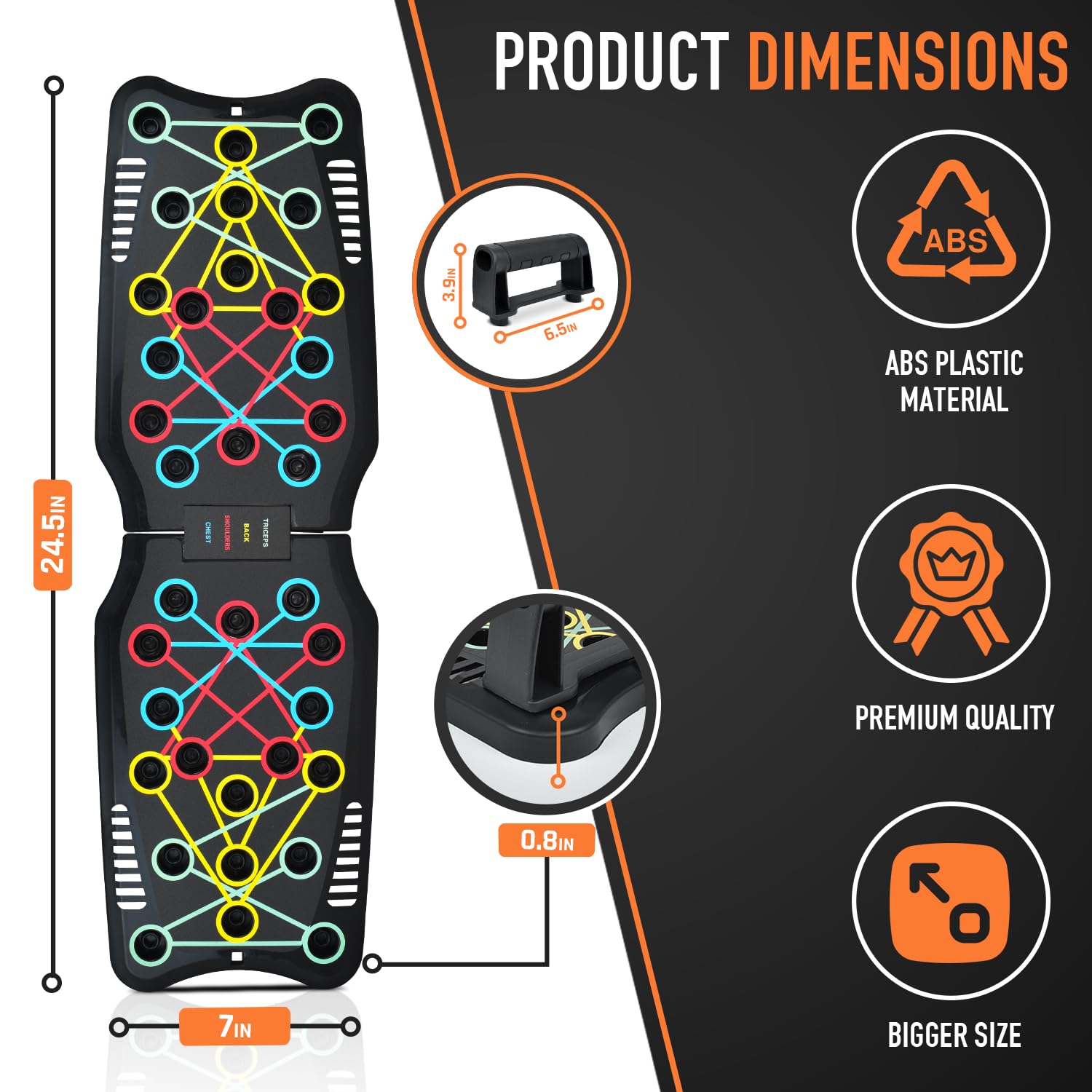 MG Multi-Function Foldable Push Up Board with Handles - Home Gym Equipment for Strength Training (Includes 5 Resistance Bands & Jump Rope) - Perfect for Full-Body Workouts at Home, Office or Travel