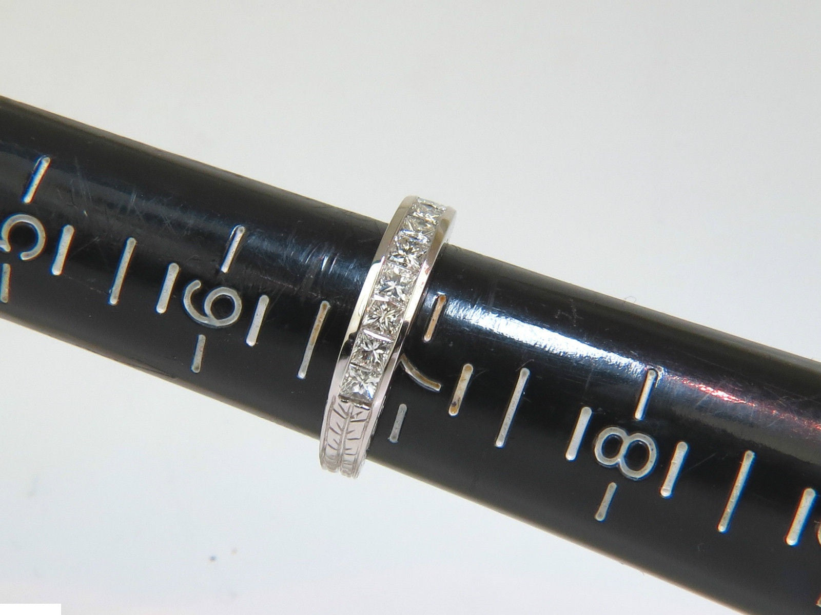 14KT .72CT Diamond Edwardian Deco Revival Band Ring - Princess Cut for Women, Vintage Style Wedding & Engagement Jewelry, Perfect for Anniversaries & Special Occasions
