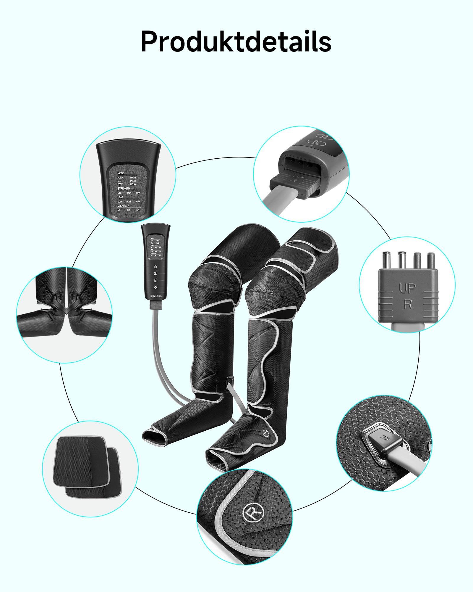 ALLJOY Air Compression Leg Massager for Circulation - 6 Modes, 4 Intensity Levels with Heat Therapy for Feet & Knees - Perfect Gift for Men & Women - Ideal for Post-Workout Recovery, Relaxation at Home, and Leg Pain Relief