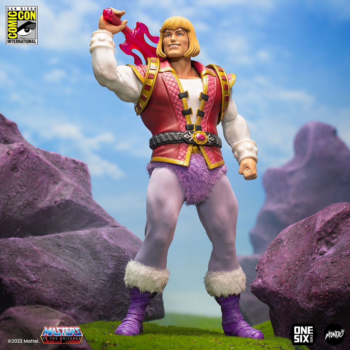 Masters of the Universe Prince Adam 1/6 Scale Action Figure SDCC Exclusive Collectible - Perfect for Display, Gifts, and Comic-Con Fans