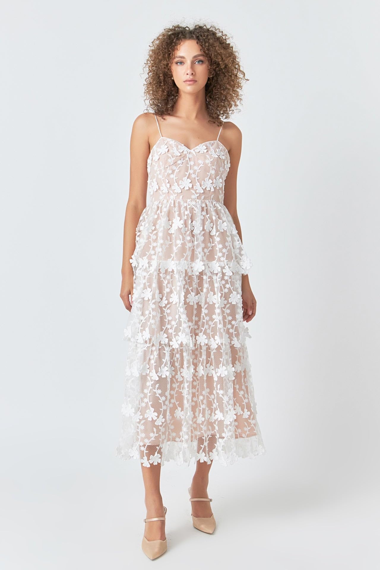 Endless Rose Women's Crochet Layered Midi Dress - Floral Lace Boho Summer Dress for Beach, Wedding & Vacation