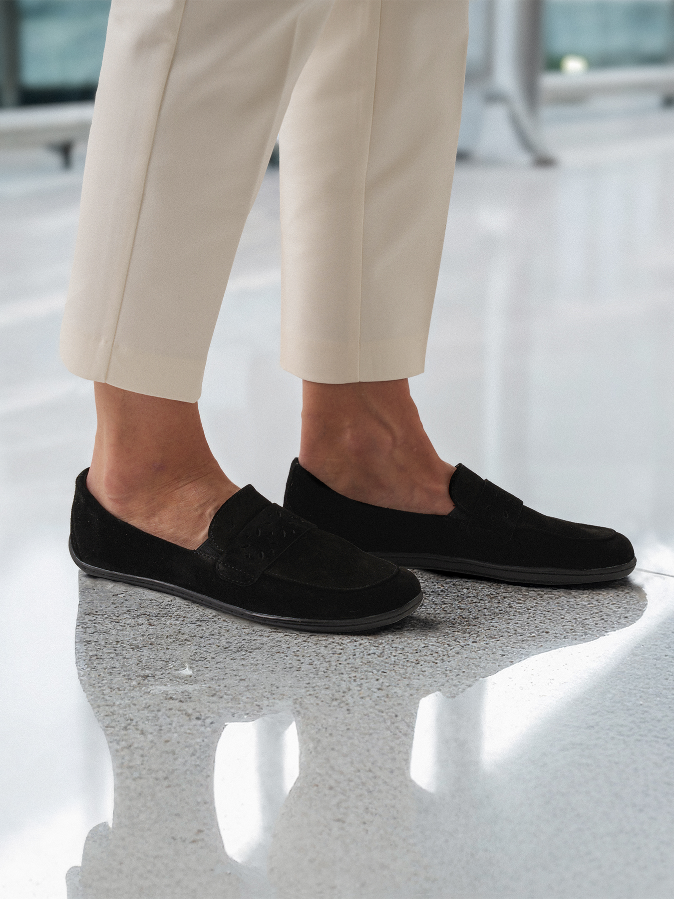 Barefoot Moccasins for Women - Be Lenka Bianca All Black Leather Minimalist Shoes | Comfortable House Slippers & Indoor/Outdoor Walking Shoes
