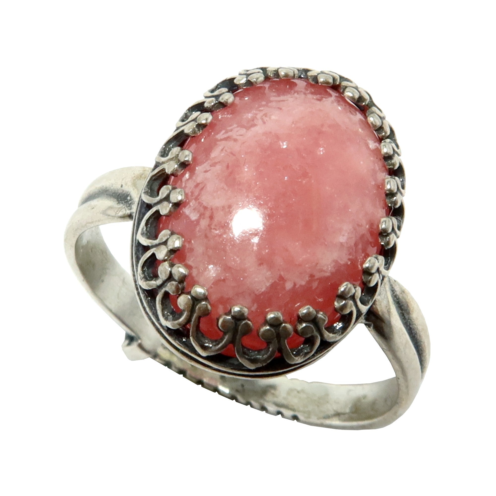Rhodochrosite Ring - Venus Gem Sterling Silver Adjustable Size for Women | Elegant Healing Crystal Jewelry for Meditation, Gifts & Spiritual Energy