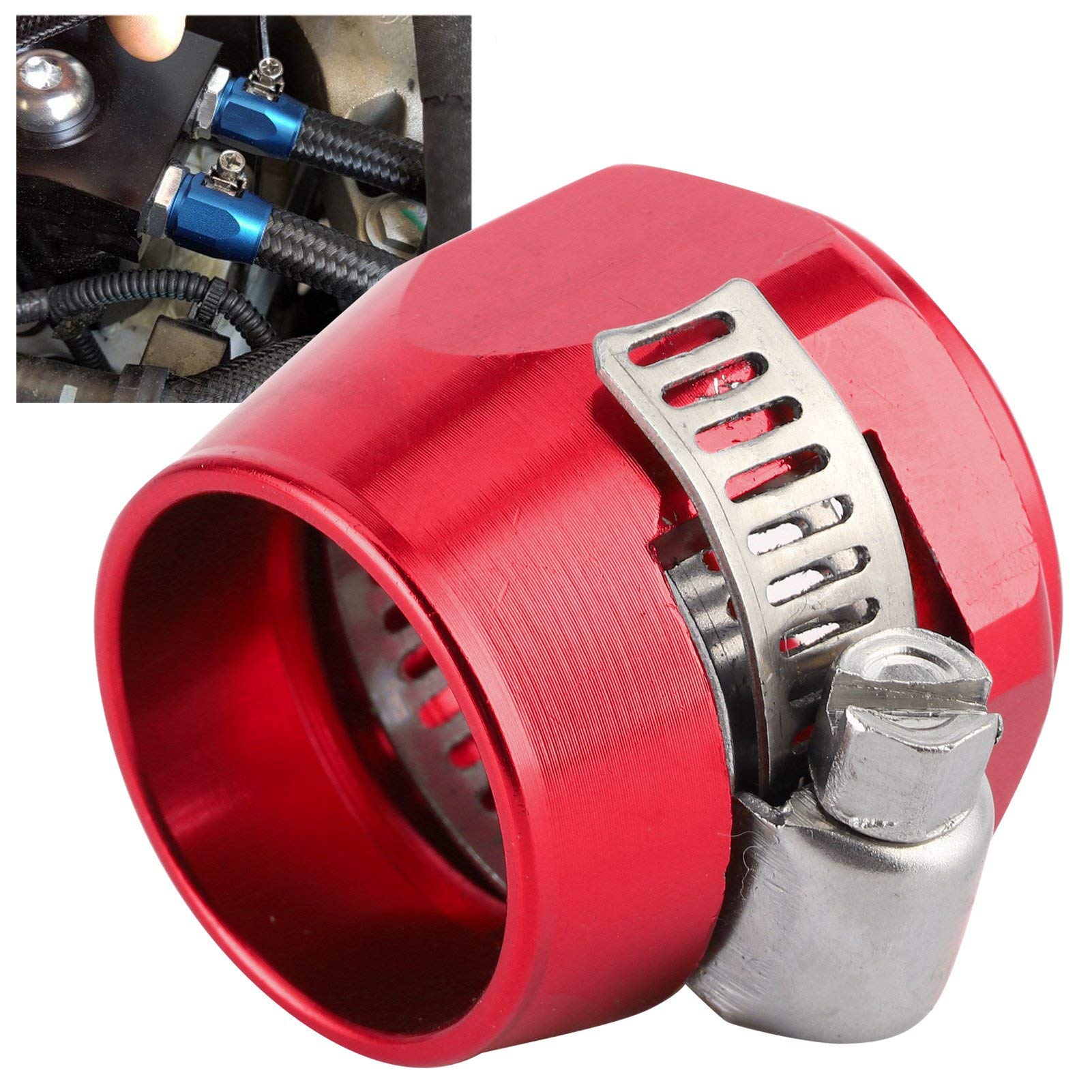 10AN Professional Hose Clamp - Heavy Duty Fuel, Oil, Air & Water Pipe Fitting Clamp - Easy Installation Hose Finisher (Red) - Perfect for Automotive, Marine & Industrial Applications
