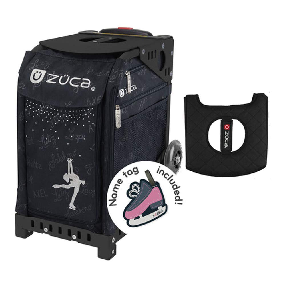 Zuca Sport Bag - Ice Queen Design with Black/Pink Seat Cover & Non-Flashing Black Wheels | Premium Figure Skating & Gymnastics Equipment Bag for Competitions & Practice