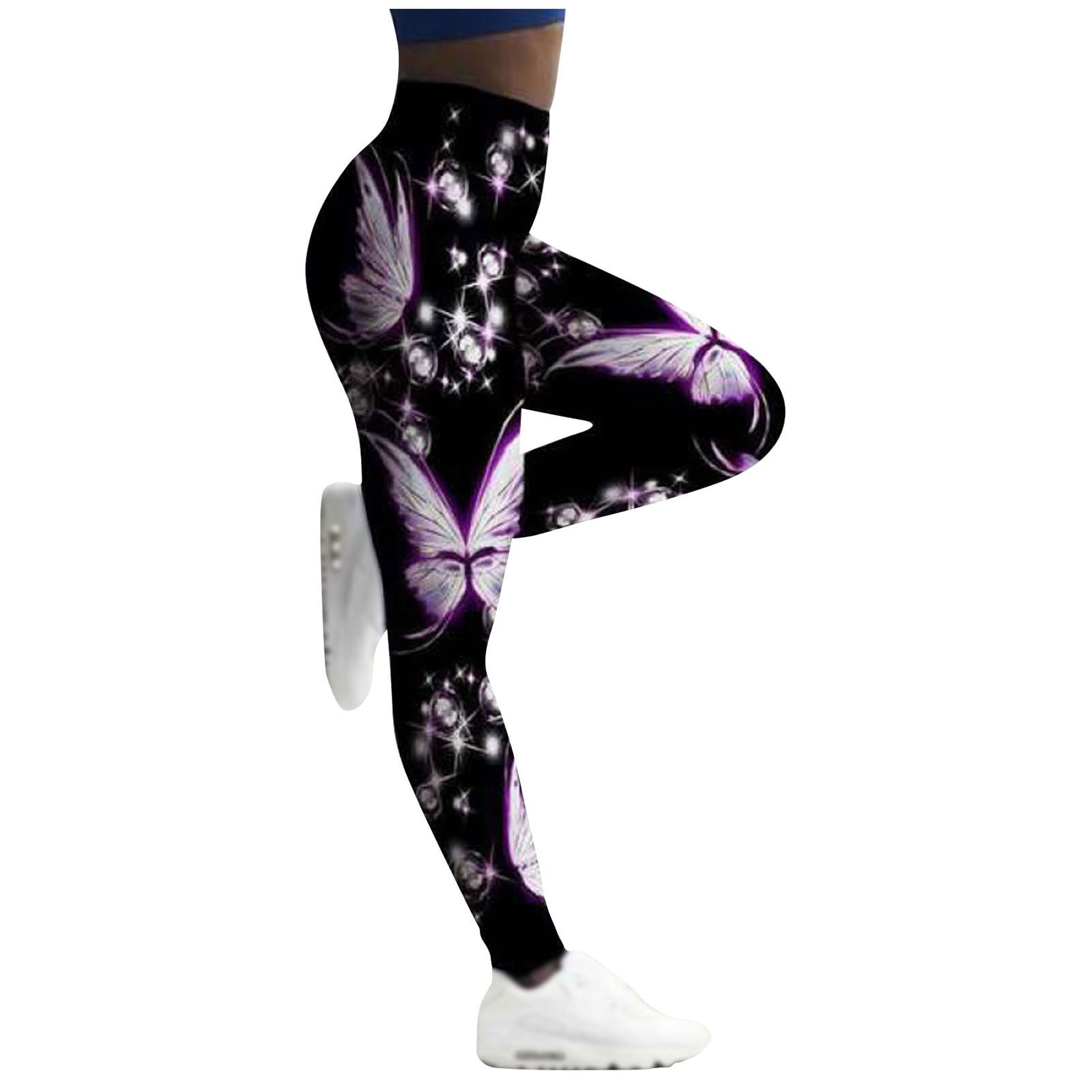 Women's Fashion Butterfly Printed Slim Fit Yoga Pants - High Waisted Workout Leggings for Autumn Winter - Perfect for Gym, Running & Lounge Wear