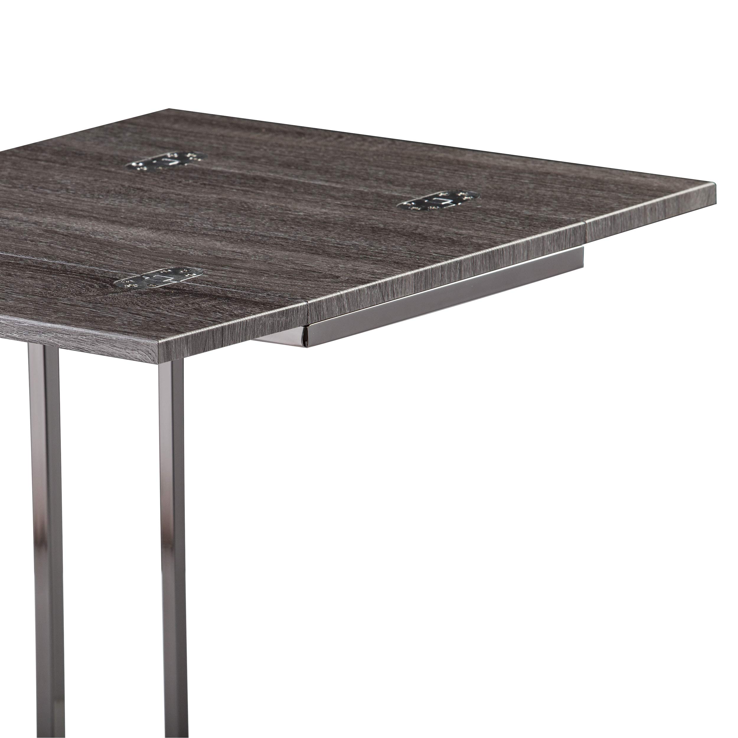 SEI Furniture Clarkdom End Table - Graywash & High Gloss Black Finish - Modern Nightstand for Living Room, Bedroom, or Office