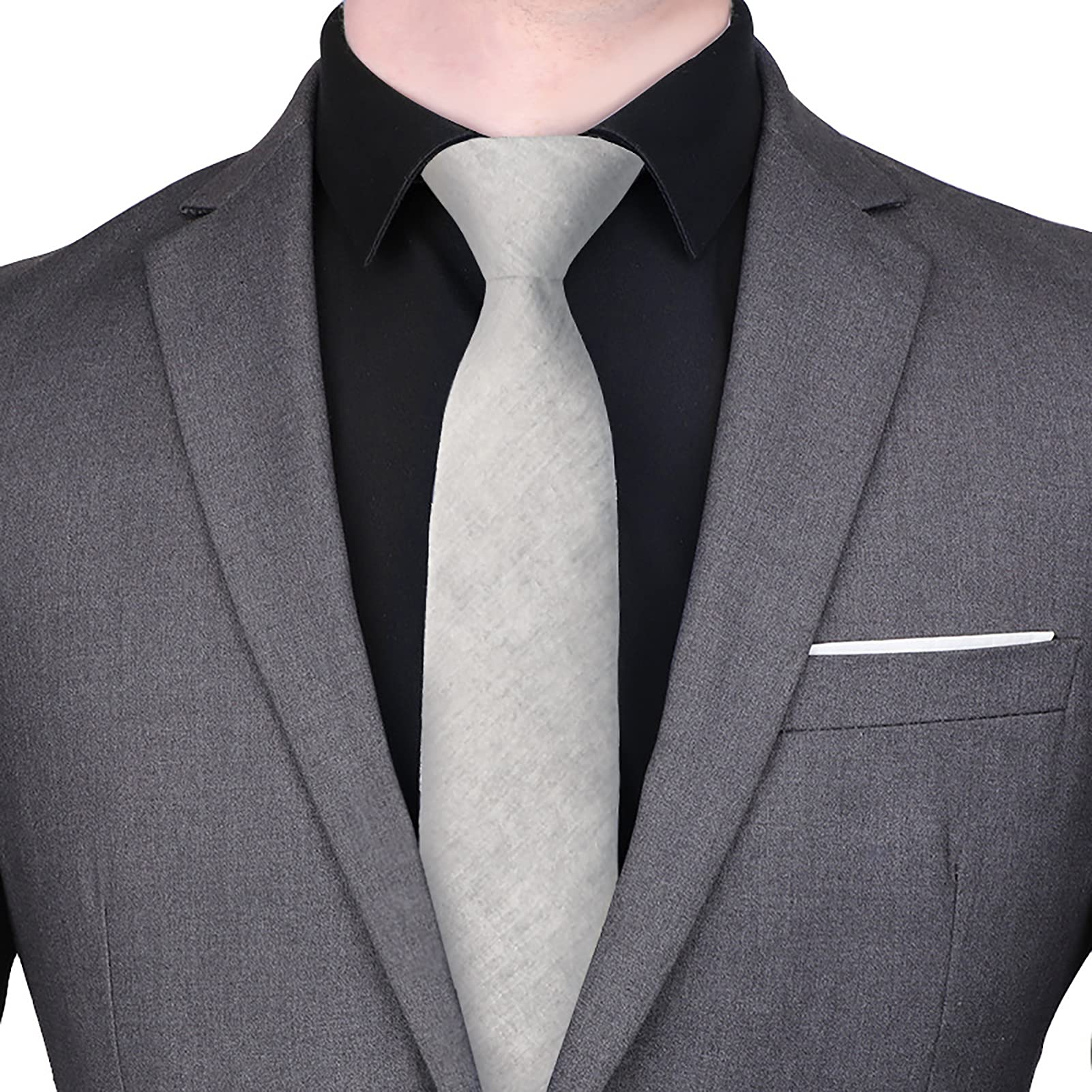 HOULIFE Men's Skinny Ties - Solid Color & Cotton Stripe Slim Neckties for Wedding, Business, Party | Formal & Casual Office Wear | Perfect Gift for Groomsmen, Professionals