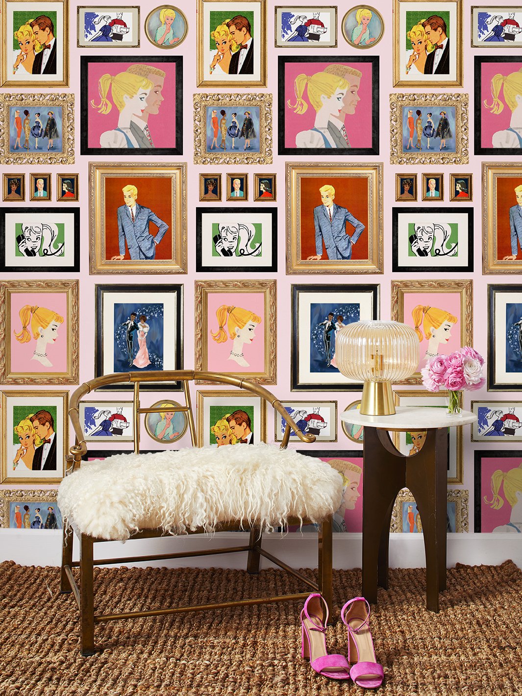 Barbie™ Pink Illustrated Wallpaper for Gallery Walls - Perfect for Kids' Rooms, Playrooms & Nursery Decor