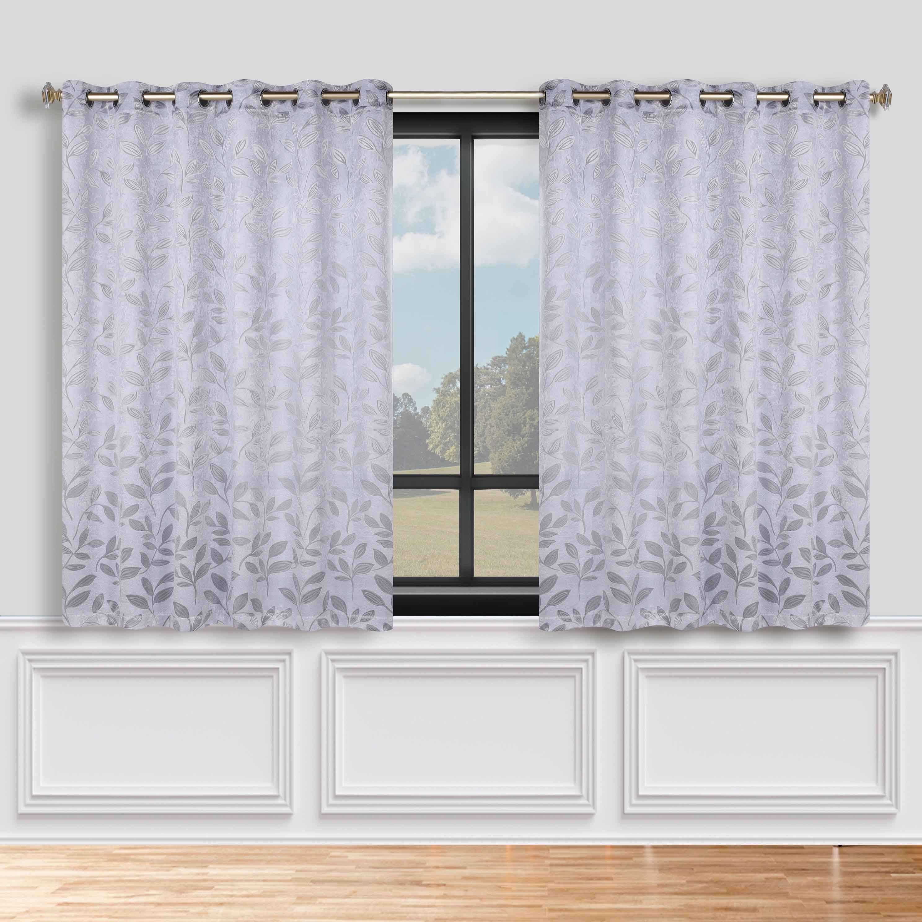 Leaves Grommet Blackout Curtains Set of 2 - Thermal Insulated Room Darkening Drapes for Bedroom & Living Room - Noise Reducing Window Treatment for Home Decor