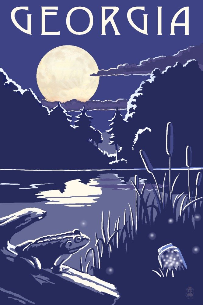Georgia Lake at Night - 12x18 Gallery Quality Metal Wall Art, Aluminum Decor for Living Room, Bedroom & Office