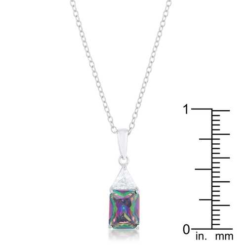 Elegant Cubic Zirconia Drop Necklace in Rhodium - Classic Dangle Pendant Jewelry for Women, Perfect for Weddings, Parties & Special Occasions