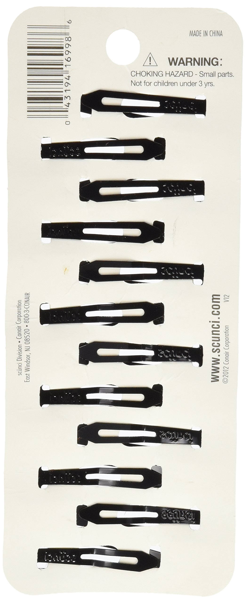 Scunci Contour Snap Hair Clips - 12 Pack Black Hair Clips for Women & Girls - Perfect for School, Work, Gym & Everyday Hairstyles