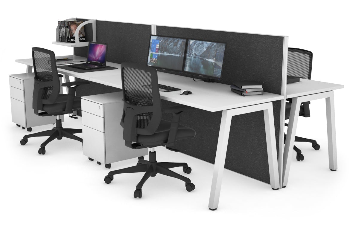 Horizon Quadro 4-Person Office Workstation Bench with A-Legs - 1400mm x 700mm Dimensions - Perfect for Collaborative Workspaces, Coworking Offices & Team Meetings