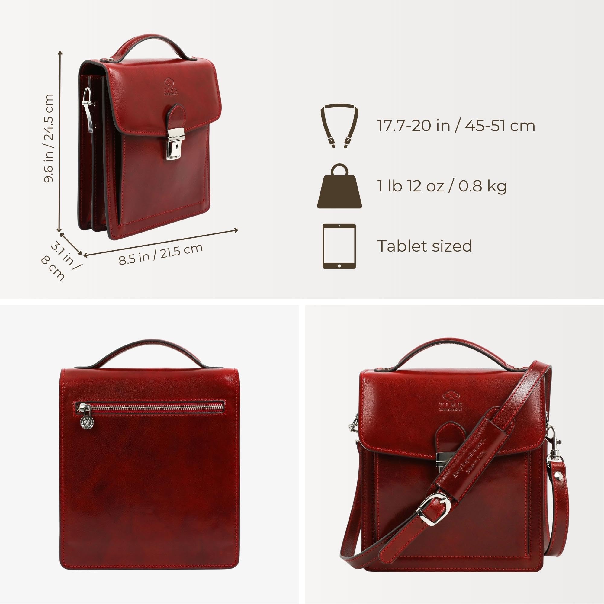 Premium Italian Leather Messenger Bag for Men - Durable Crossbody Briefcase with Time Resistance - Gift Box Included - Perfect for Business, Travel & Daily Commute
