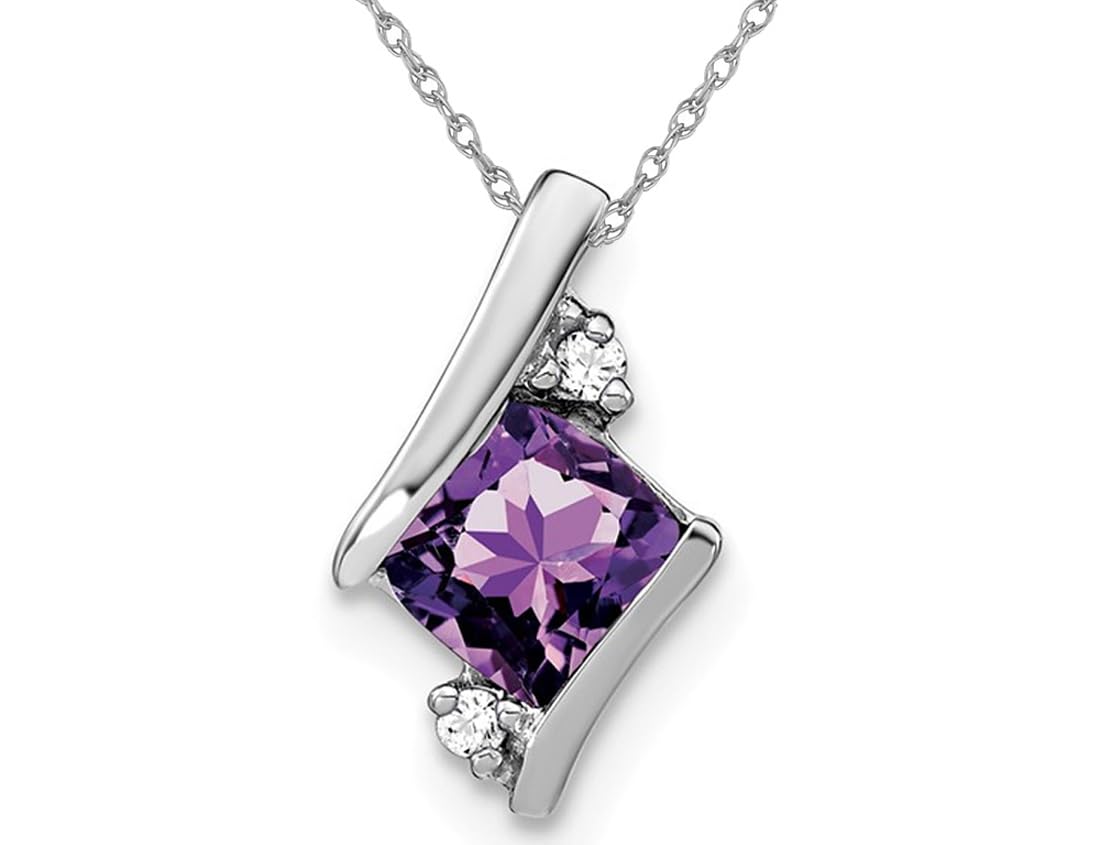 2/5 Carat (CTW) Natural Amethyst Sterling Silver Pendant Necklace with 18
