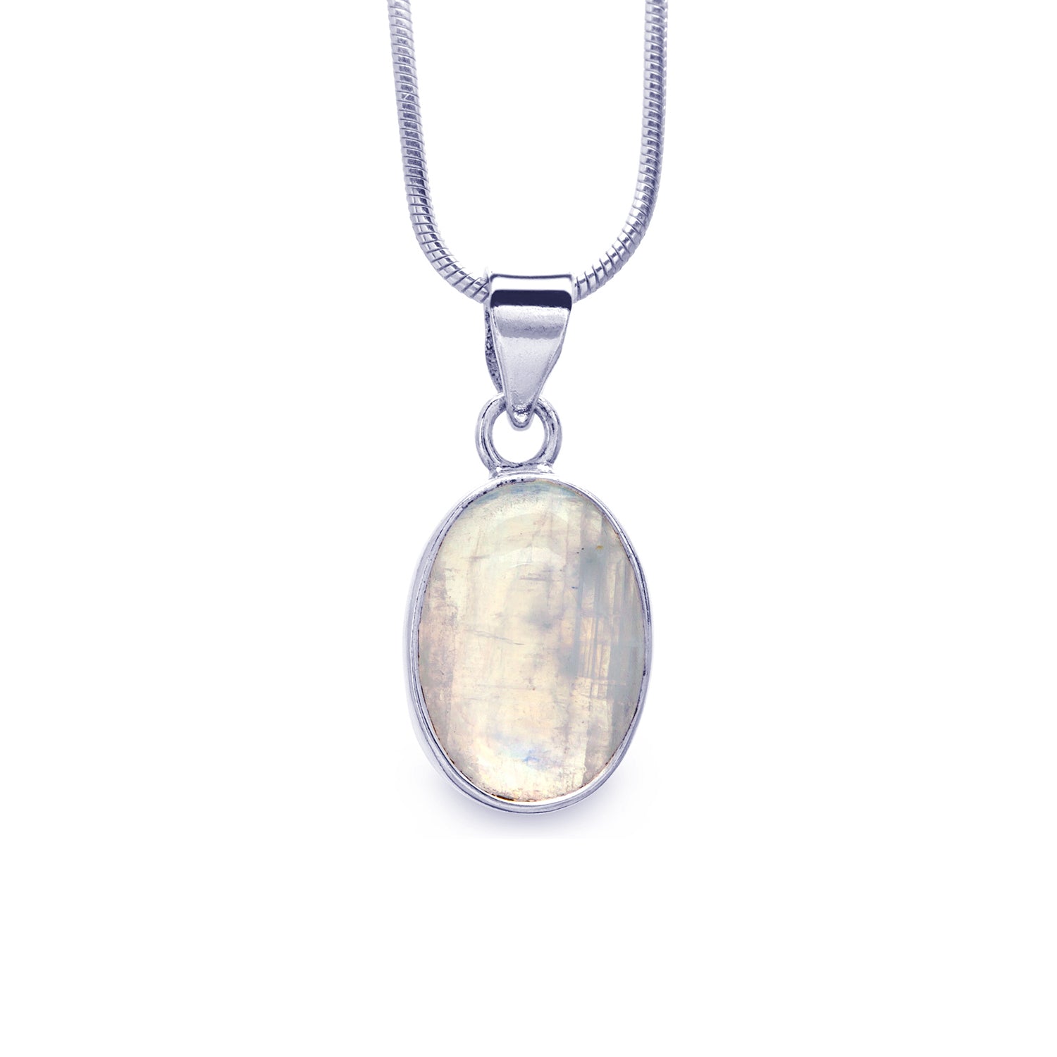 Natural Rainbow Moonstone Pendant Necklace for Women - Healing Crystal Jewelry for Spiritual Protection & Positive Energy - Perfect for Meditation, Yoga & Everyday Wear