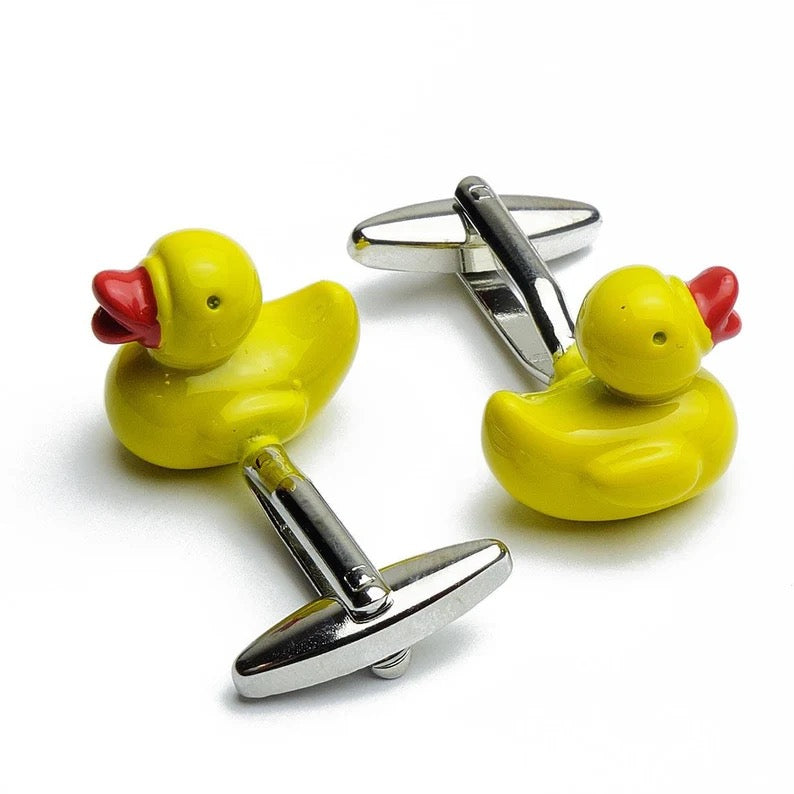 Stylish Rubber Duck Cufflinks for Men - Fun & Unique Dress Accessories for Weddings, Parties & Business Meetings