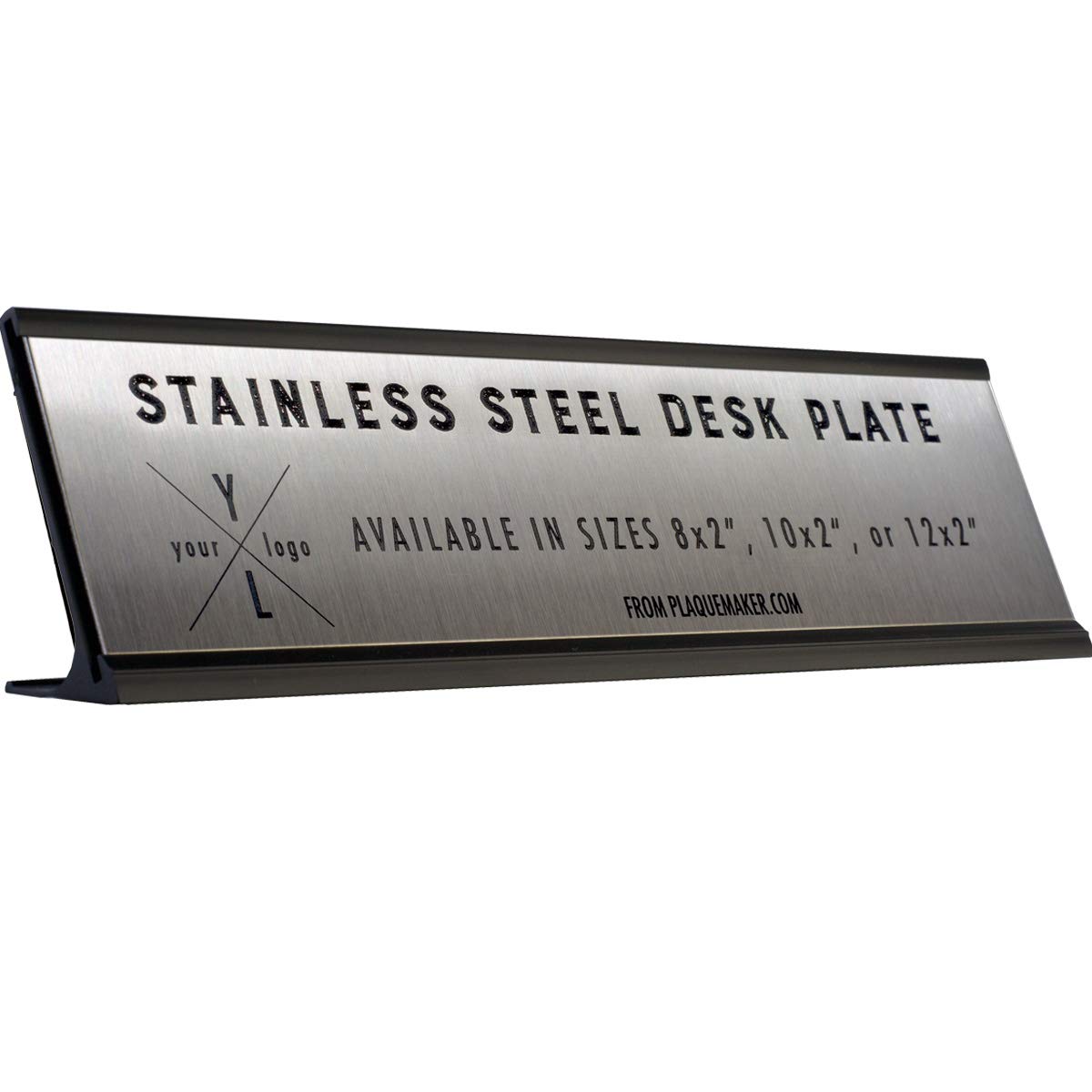 Custom Stainless Steel Name Plate with Desk Holder - 12