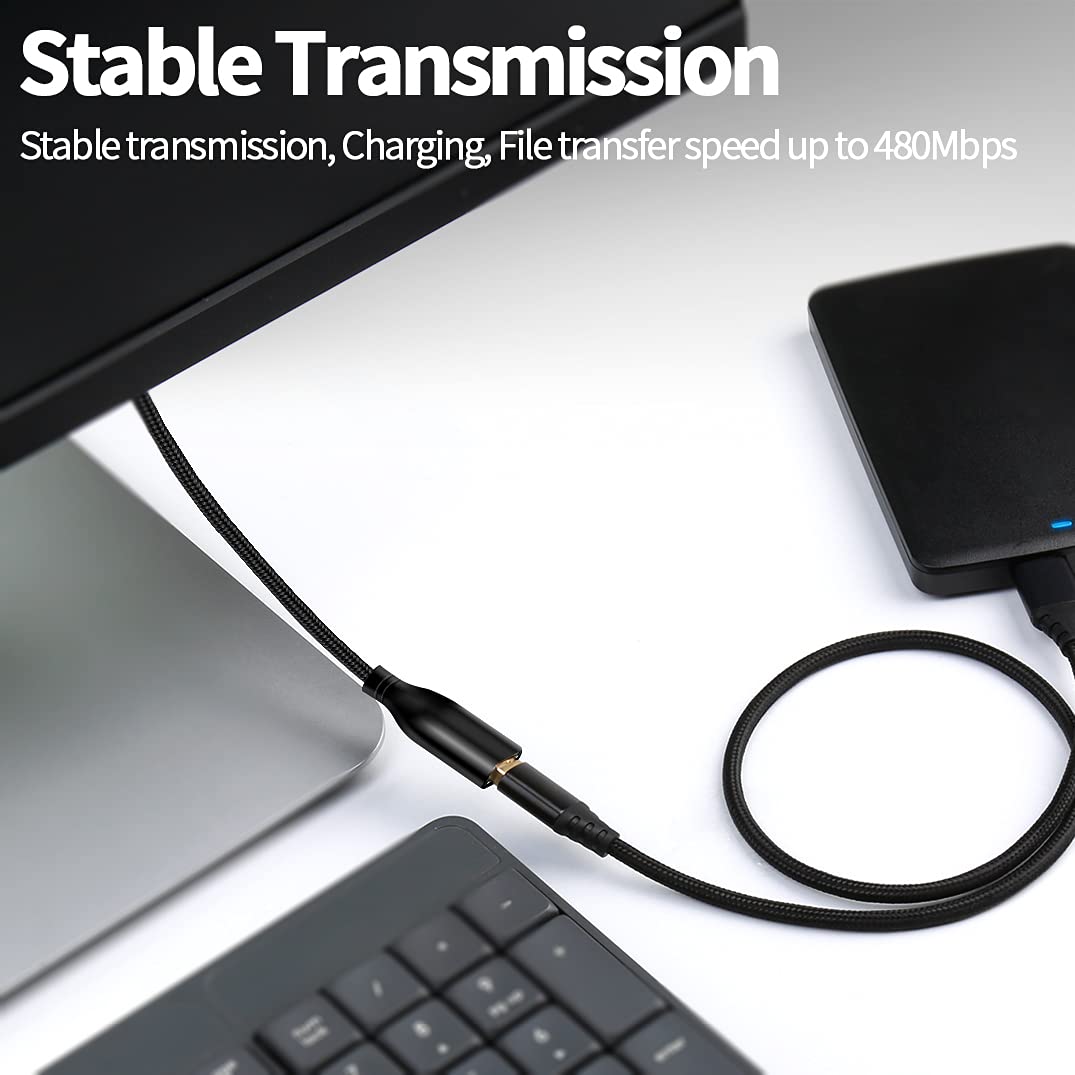 Fasgear USB 2.0 Extension Cable 2-Pack 10ft Male to Female USB Extender Cord for Charging & Data Sync - Compatible with Printers, Cameras, Mouse, Keyboards & Computer Accessories - Black | Perfect for Home Office, Gaming Setup & Remote Work Stations