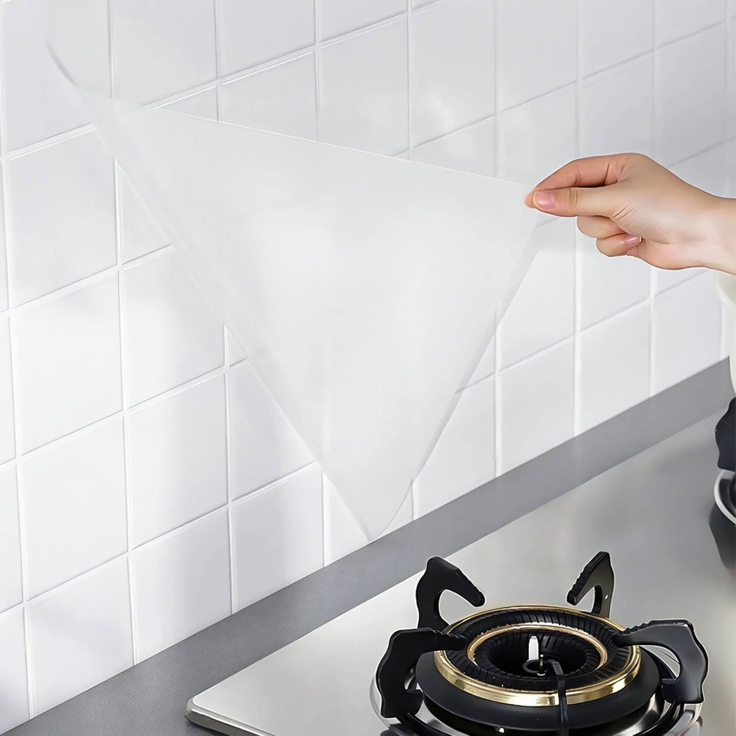 WALLMATE™ Peel and Stick Kitchen Backsplash - Oil Proof, Heat Resistant Self-Adhesive Film (12x60 Inch, Clear Matte) - Perfect for Countertops, Cabinets & DIY Kitchen Remodeling