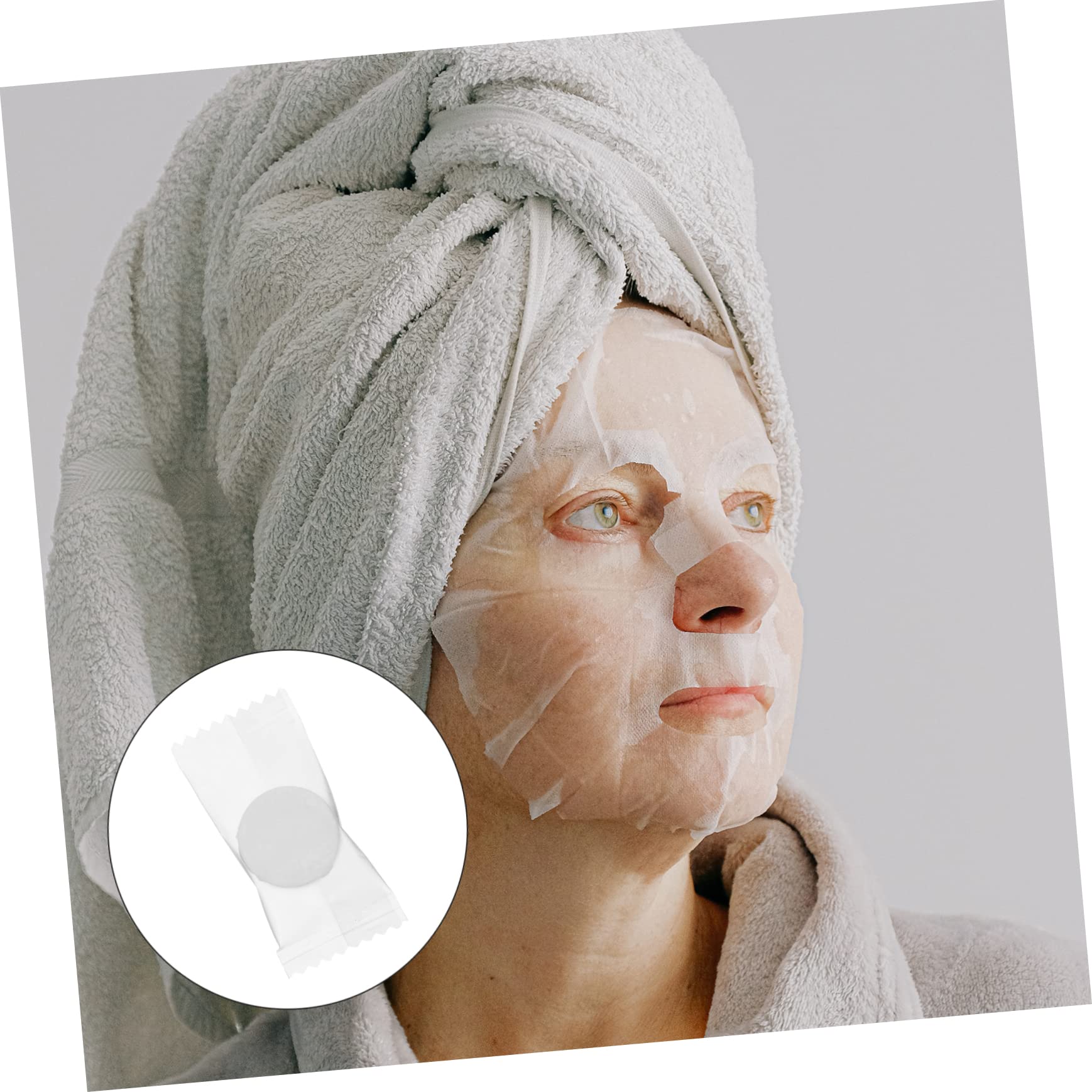 100-Pack Compressed Facial Towels - Travel-Friendly Skincare Face Masks & Washcloths - White Cotton for On-the-Go Cleansing, Camping, Gym & Emergency Kits