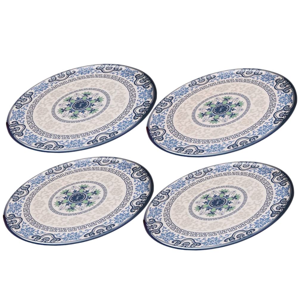 DOITOOL 4-Piece Round Melamine Placemats Set - Heat-Resistant Table Mats for Dining & Kitchen, Non-Slip Coasters & Trivets, Blue Woven Design - Perfect for Dinner Parties, Daily Meals, and Home Decor