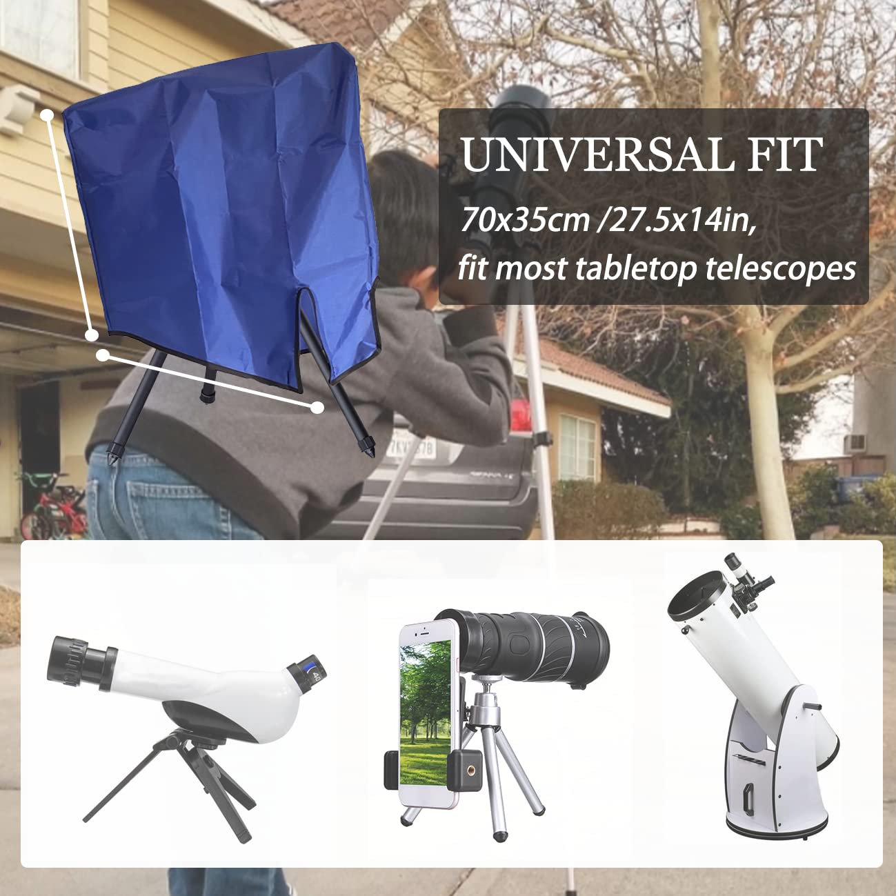 J&C Telescope Cover - Waterproof & Dustproof Protective Cover for Outdoor Telescopes & Cameras, Lightweight & Durable (Blue) - Perfect for Stargazing, Birdwatching & Photography Adventures