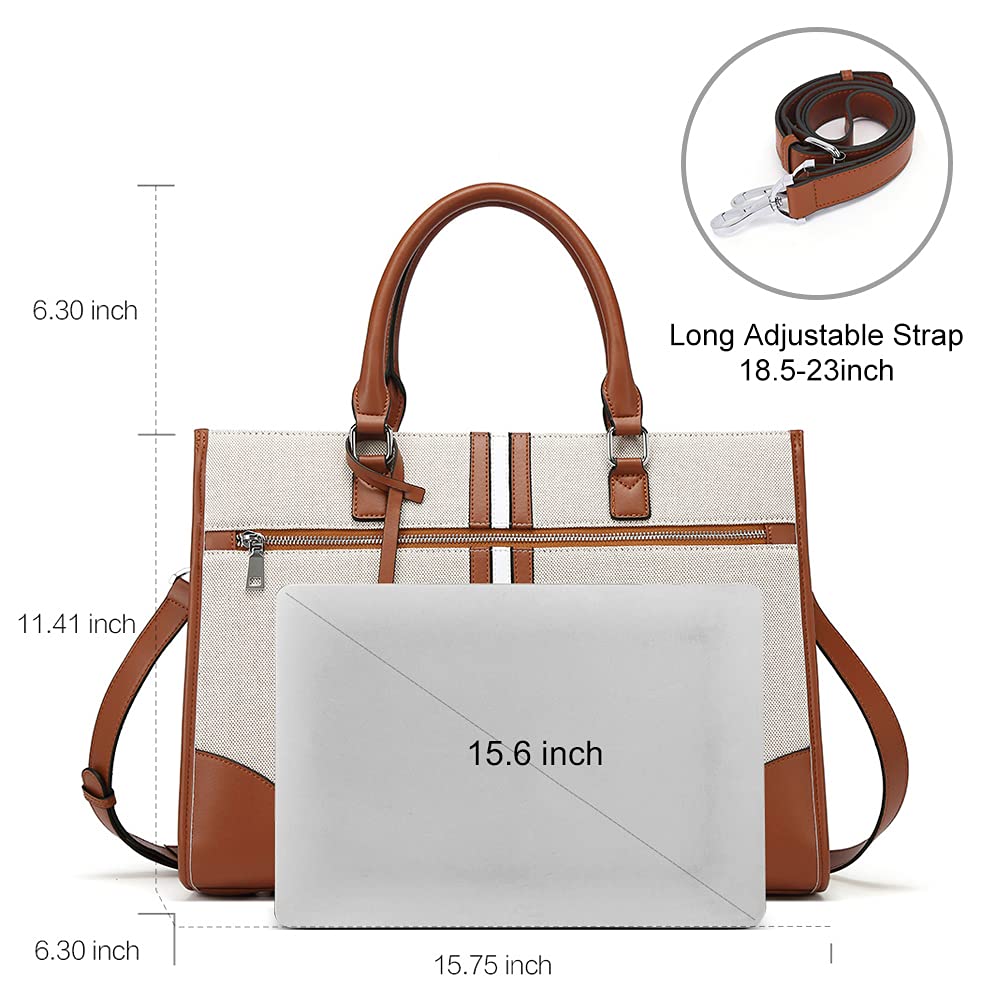 CLUCI Genuine Leather Briefcase for Women - 15.6 Inch Laptop Business Bag, Professional Work Tote Handbag for Office, Meetings & Business Travel