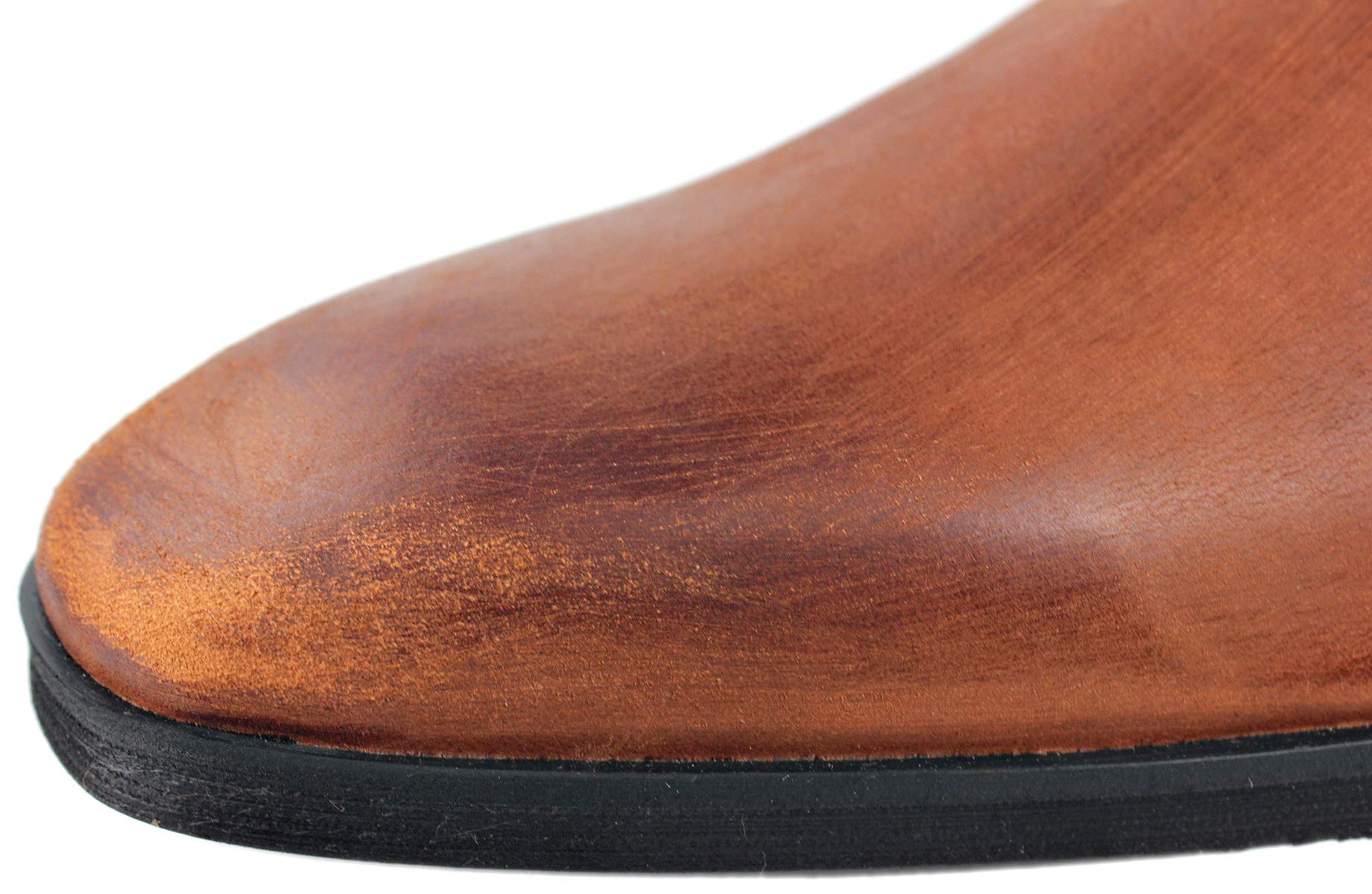 OSSTONE Men's Leather Chelsea Ankle Boots - Side Zipper Chukka Motorcycle Boots with Retro Heel for Casual & Dress Wear (JY017-R) | Perfect for Riding, Office & Night Out