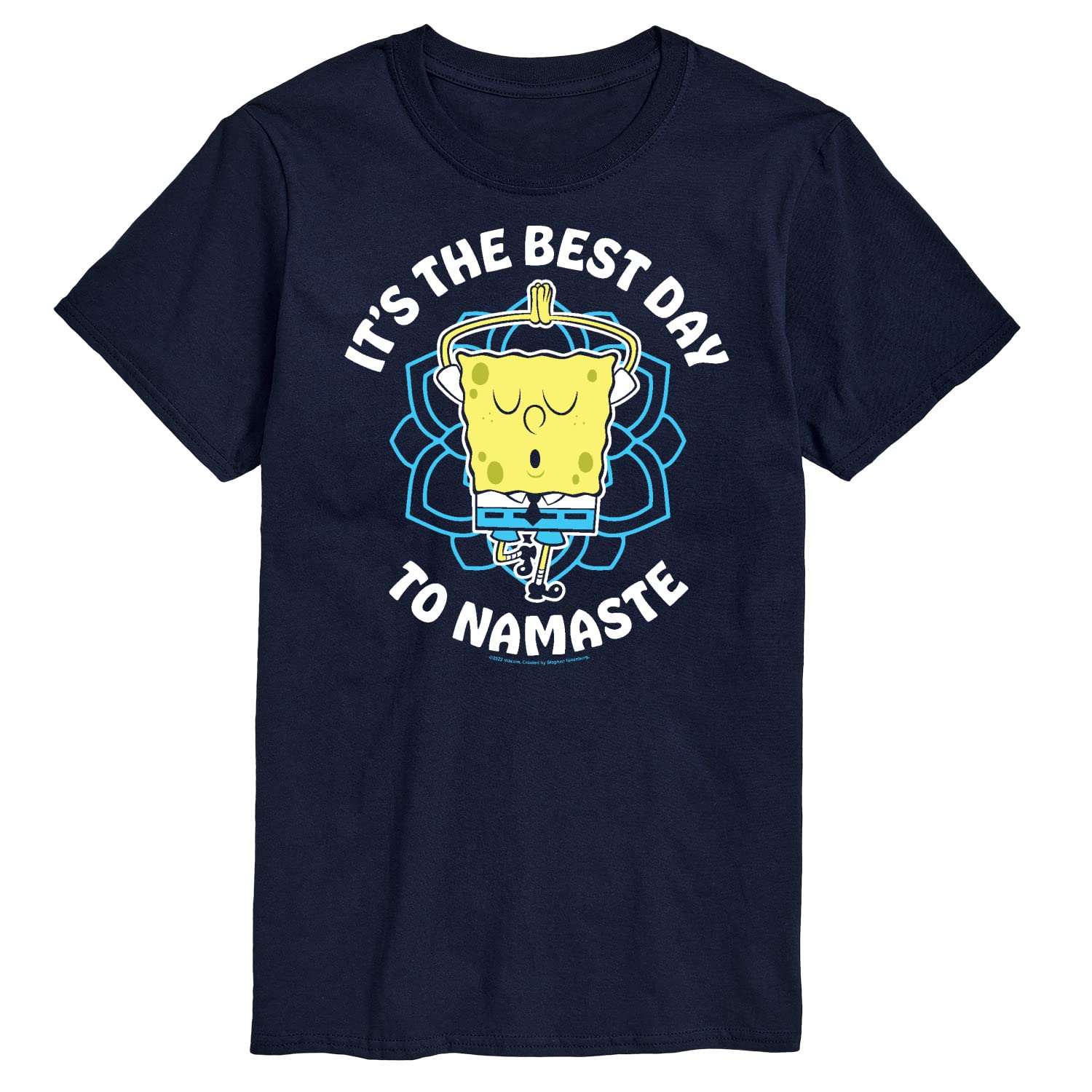 HYBRID APPAREL Men's Spongebob Squarepants Graphic T-Shirt - 'The Best Day to Namaste' Funny Short Sleeve Tee - Perfect for Casual Wear, Yoga Days & Spongebob Fans