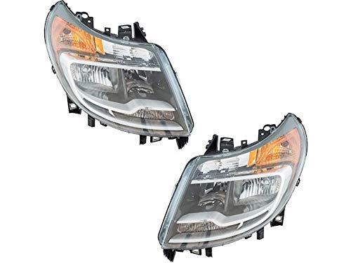 2-Pack Headlight Assembly for 2014-2020 Ram ProMaster 2500 - No DRL - Replacement Headlights for Night Driving & Off-Road Use