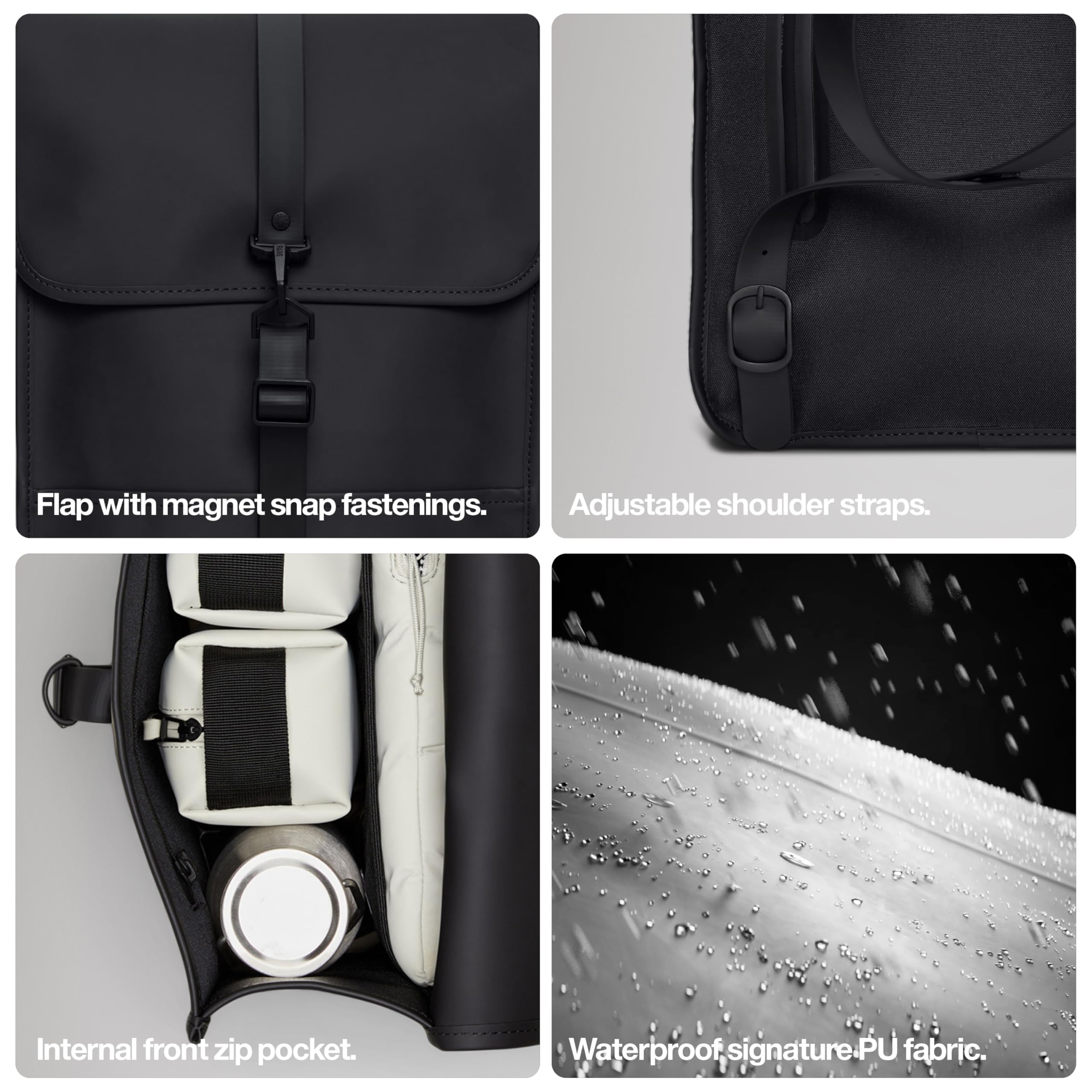 RAINS Mini Backpack - Compact Waterproof Daypack with Prominent Flap & Central Carabiner Closure - Perfect for Travel, Hiking, and Everyday Use