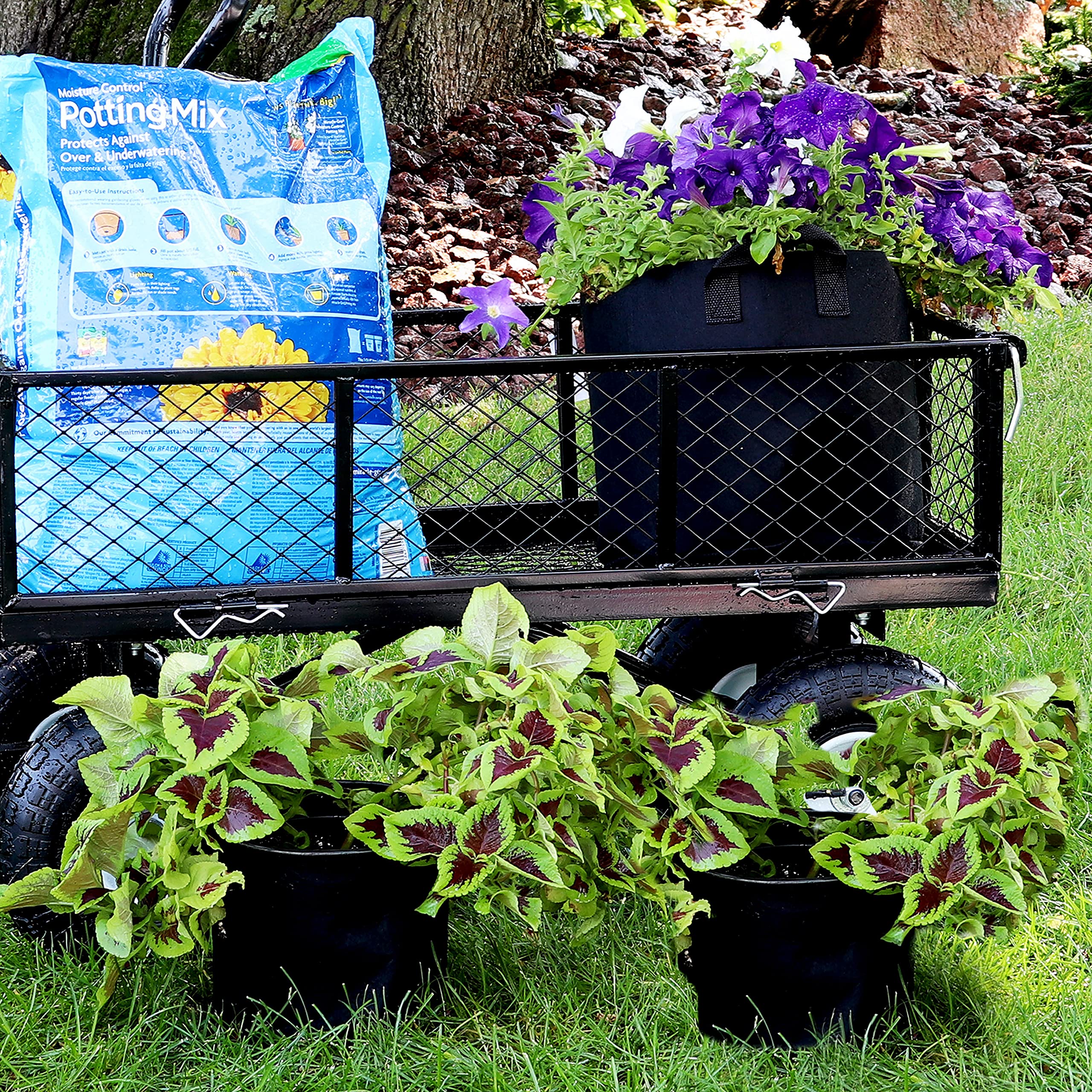 5-Pack 1-Gallon Garden Grow Bags for Vegetables & Plants - Heavy Duty 300 GSM Non-Woven Polypropylene Fabric with Handles - Perfect for Indoor/Outdoor Gardening, Balcony Planting & Urban Farming