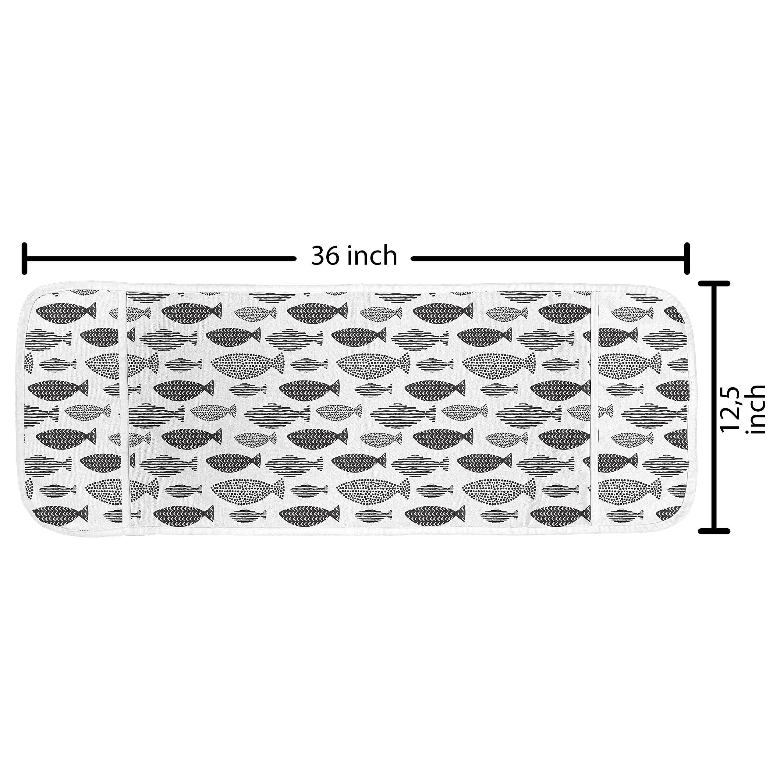 Ambesonne Fish Microwave Cover - Minimalist Sea Animal Design with Dots & Stripes - Waterproof Kitchen Organizer with Pockets - 36