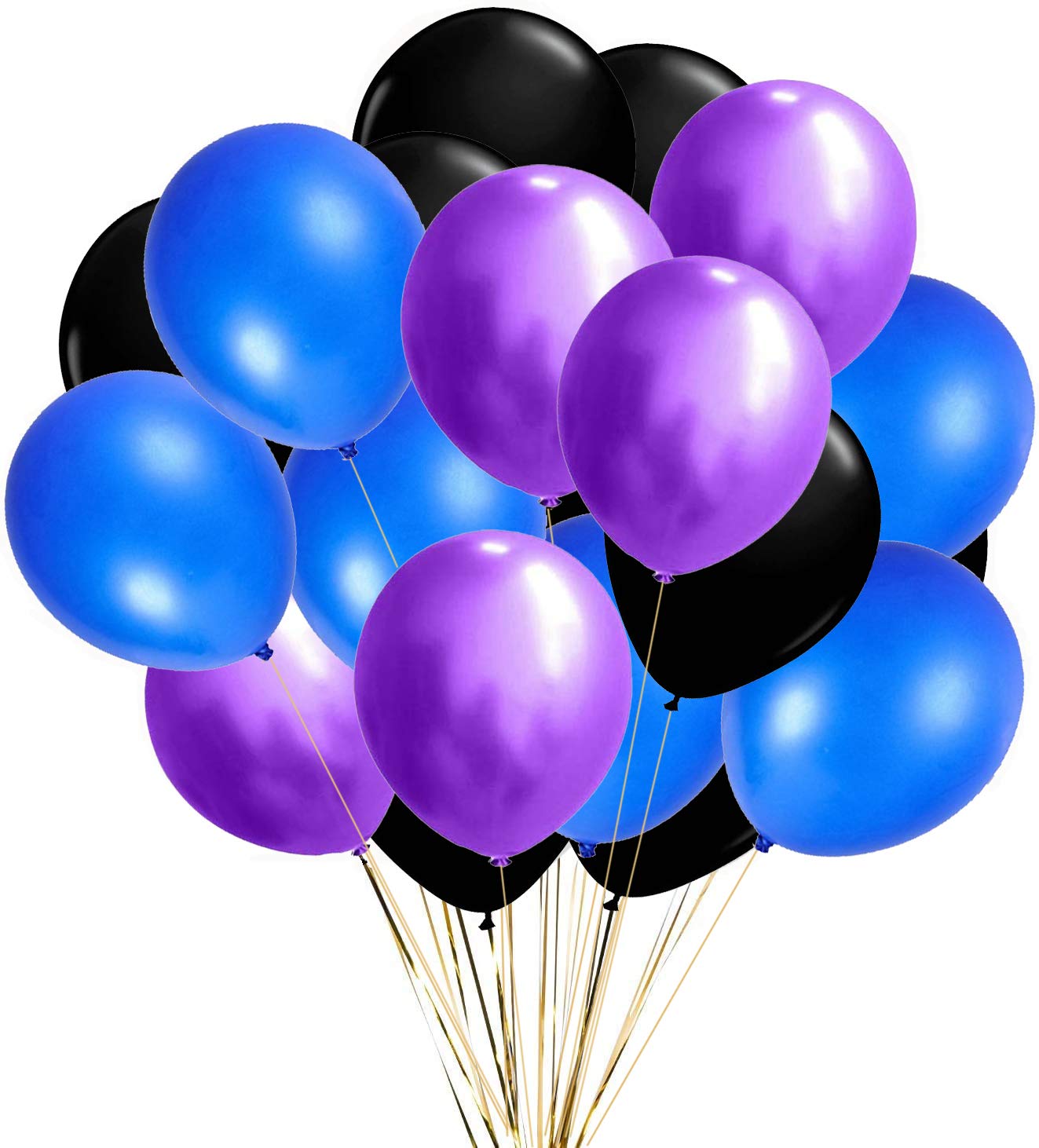 100 Pcs 12 Inch Latex Balloons - Purple, Blue & Black Party Balloons for Video Game Birthday Decorations, Baby Showers & Graduation Celebrations
