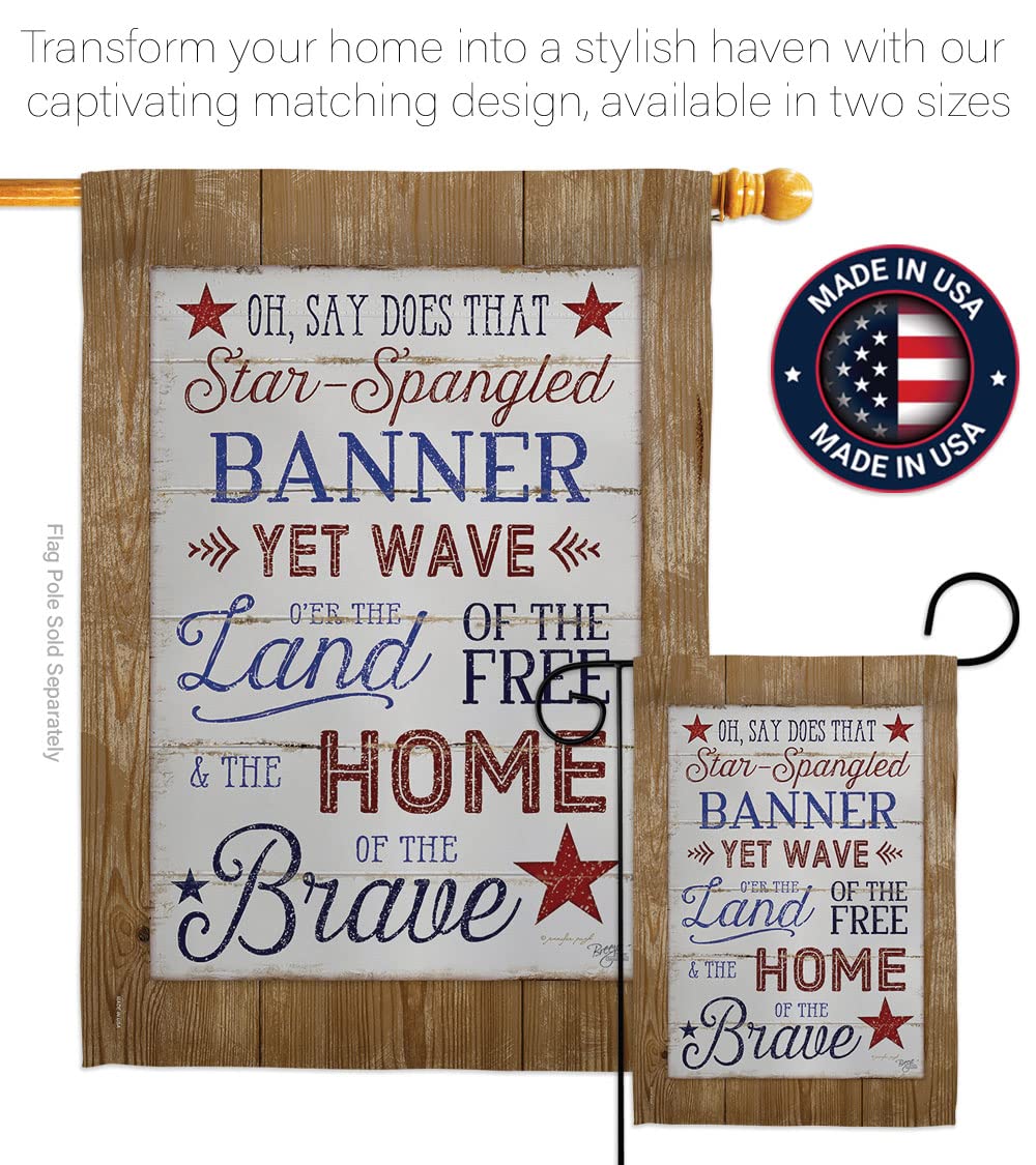 Patriotic Americana House Flag Set 28x40in w/Flagpole for Outdoor Decor