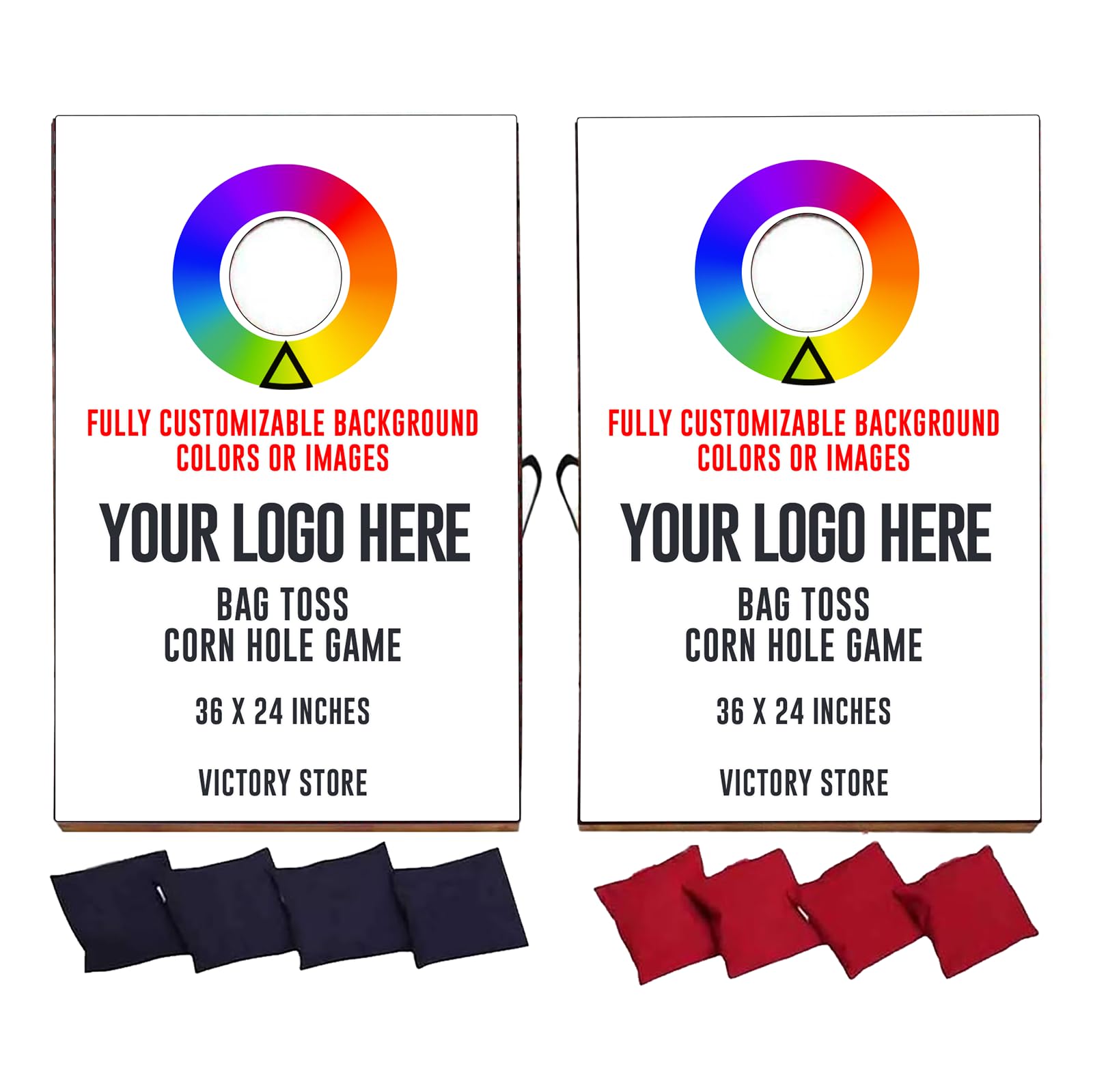 Custom Logo Cornhole Game Set - Personalized Photo & Business Branding Cornhole Toss Bags - Outdoor Lawn Party Games for Backyard, Tailgating & BBQ Events
