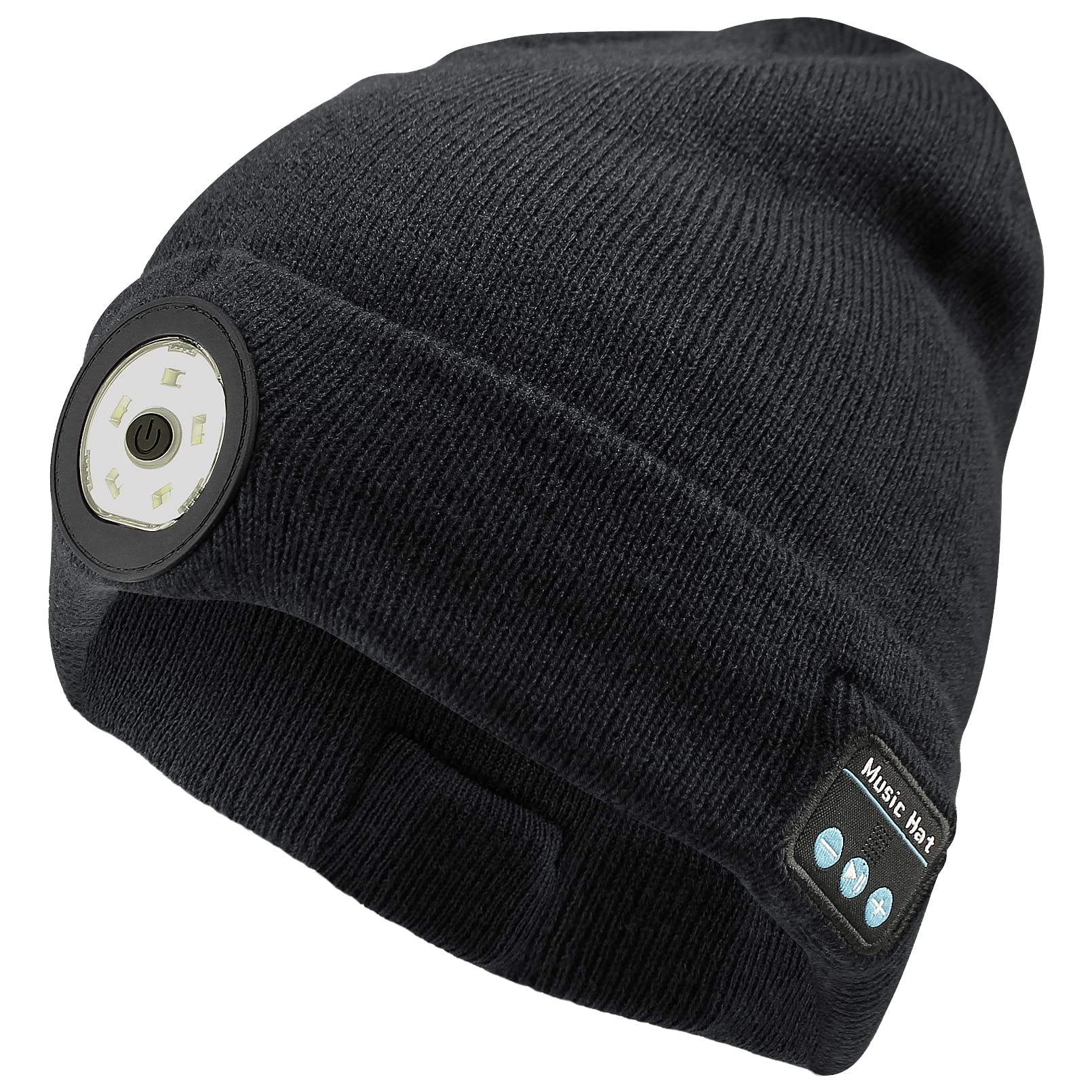 LUMCAI Bluetooth Beanie Hat with Wireless Speaker - Smart Winter Hat for Men & Women - Perfect Gift for Boys & Girls - Warm Audio Beanie for Outdoor Activities, Skiing & Running (Black)