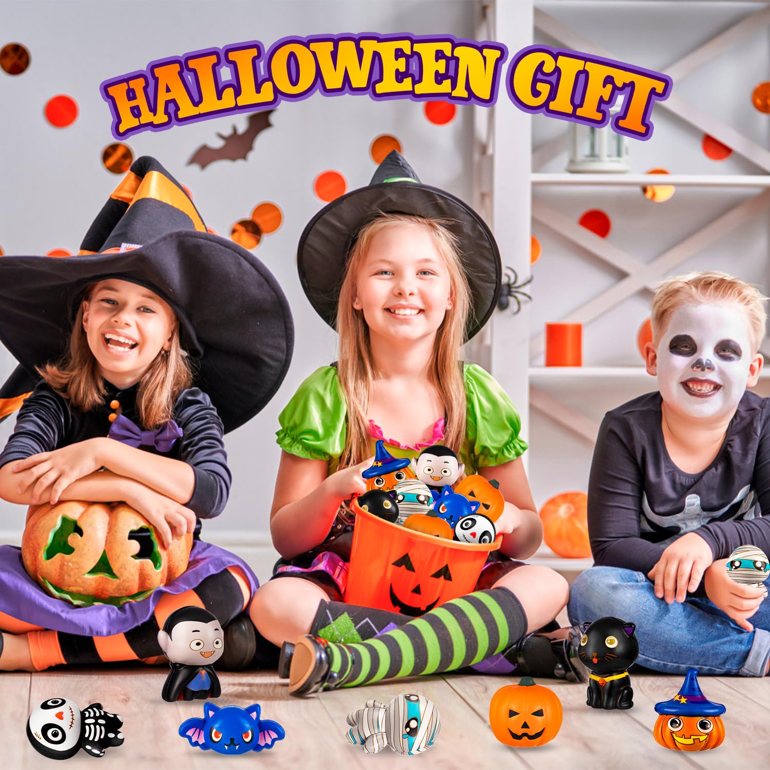 Halloween Squishies Toys 7-Pack - Soft Slow Rising Stress Relief for Kids, Halloween Decor