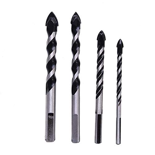 4-Piece Glass Ceramic Tile Drill Bit Set - 6mm/8mm/10mm/12mm Spear Head for Porcelain, Marble & Wall Tiles - Perfect for Bathroom Renovation, Kitchen Backsplash & DIY Home Projects