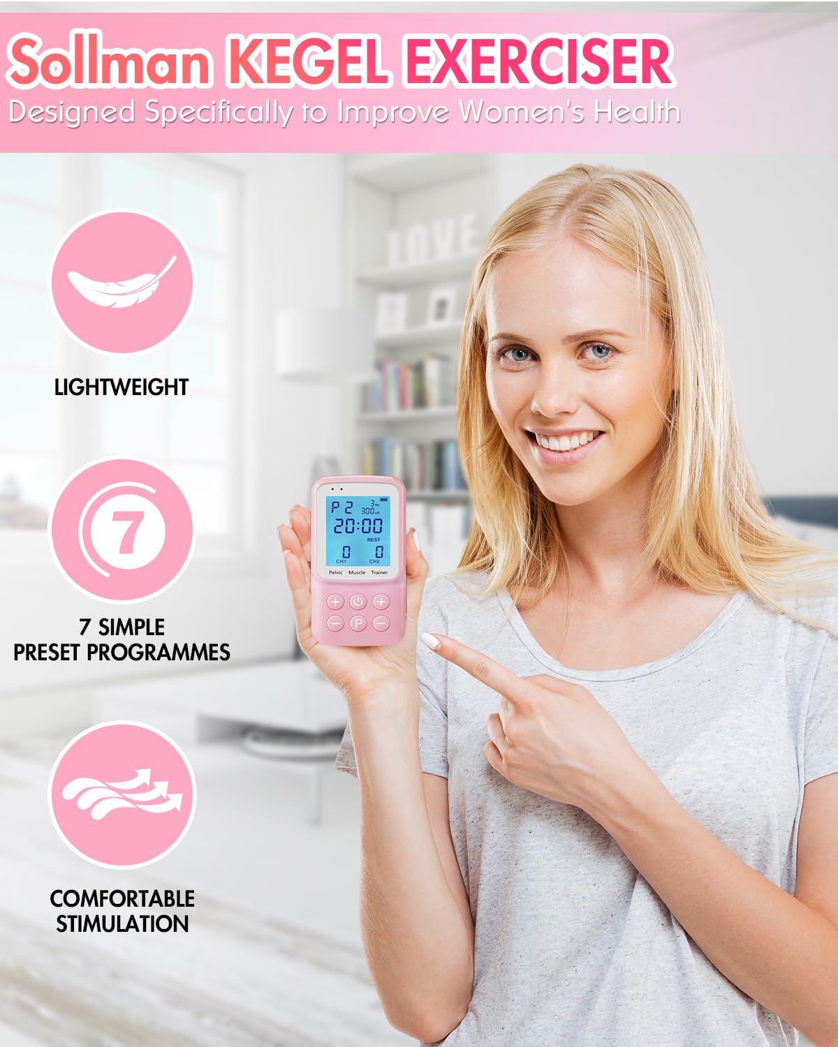 Premium Kegel Exerciser for Women - Automatic Pelvic Floor Muscle Trainer with Probe for Incontinence Treatment & Bladder Control - Ideal for Postpartum Recovery & Pelvic Strengthening at Home