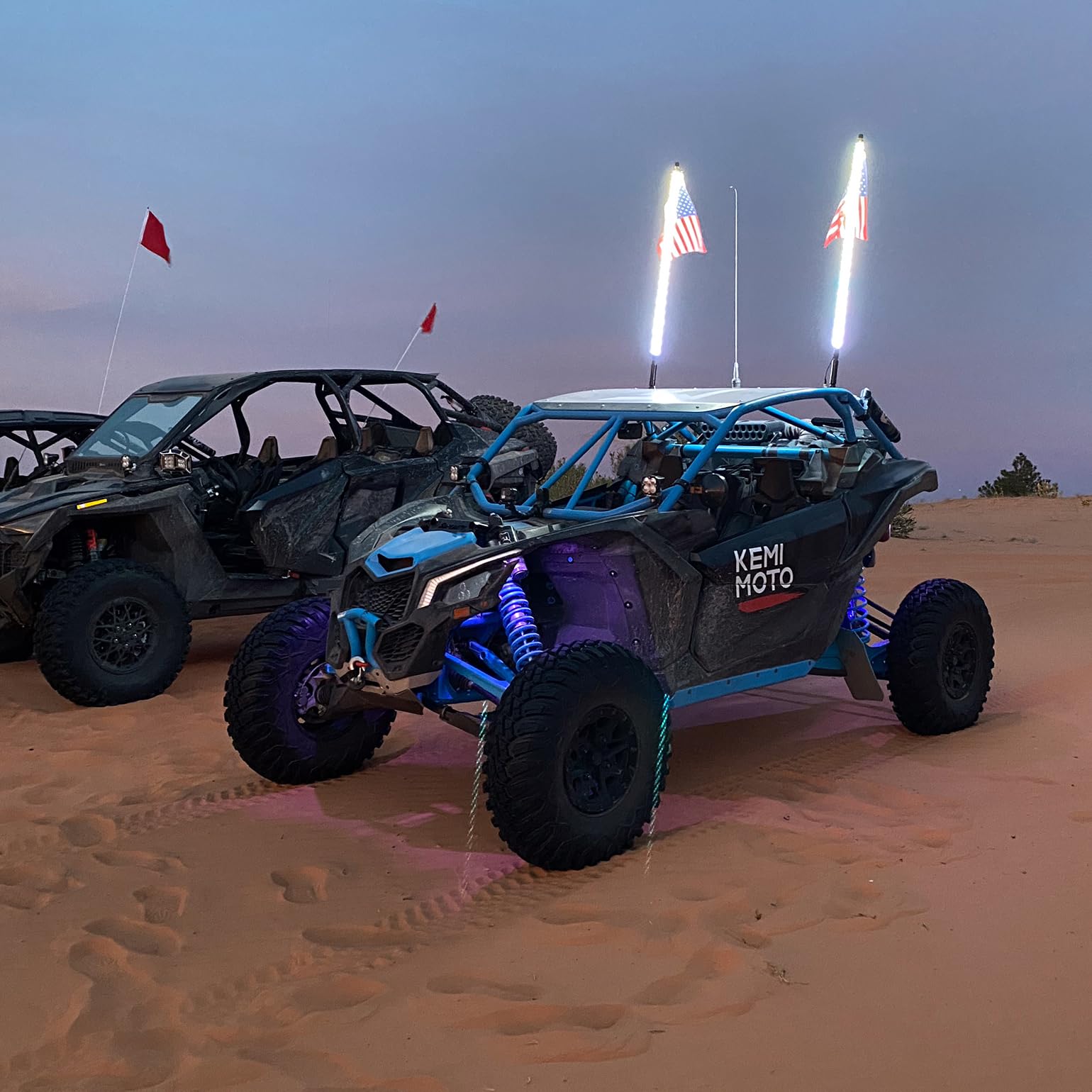 KEMIMOTO 2pc 3ft Spiral Whip Lights for UTV ATV - LED Offroad Whip Lights with RF Remote Control for Polaris RZR, Can-Am Maverick X3, Sportsman - Perfect for Night Riding, Offroad Adventures & Boat Parties
