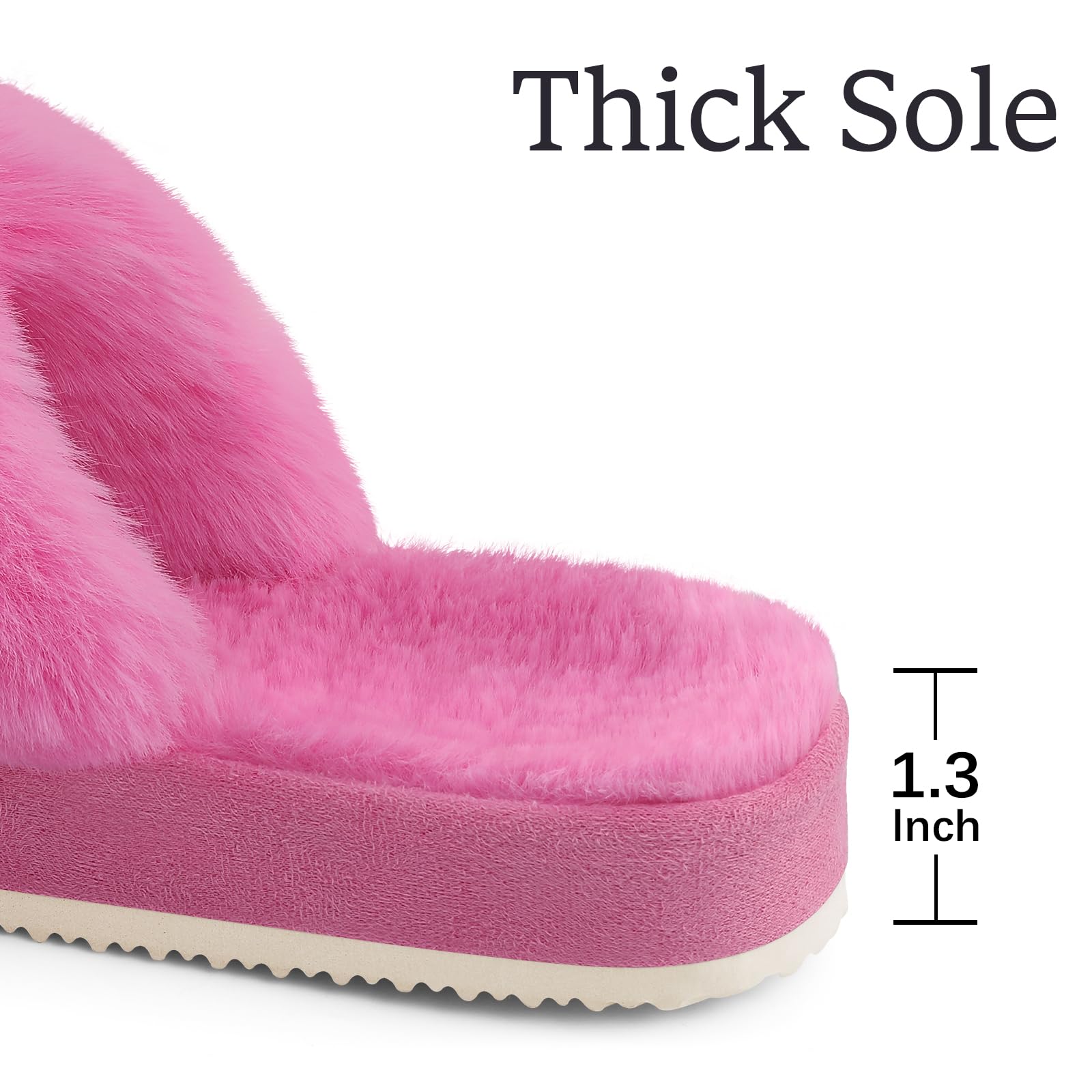 Comwarm Women's Fuzzy Cross Band Slippers - Soft Plush Open Toe House Shoes for Indoor & Outdoor Use - Cozy Bedroom Slides for Relaxing at Home, Lounging & Quick Errands