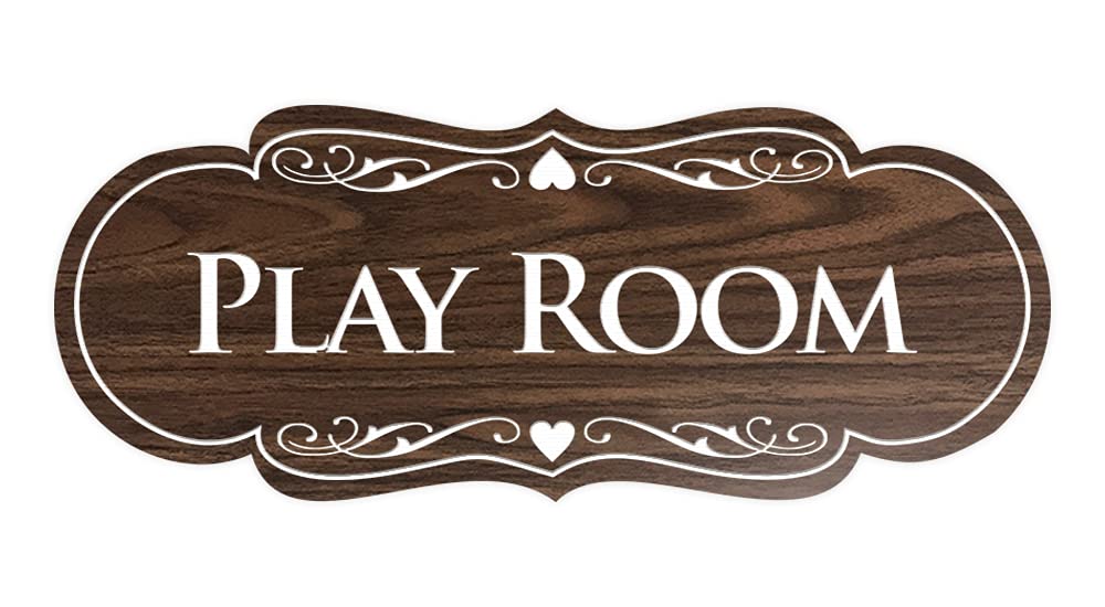 ByLITA Designer Play Room Sign in Walnut - Small Wooden Wall Decor for Kids' Bedroom, Nursery, or Playroom - Perfect for Home Decor & Gift